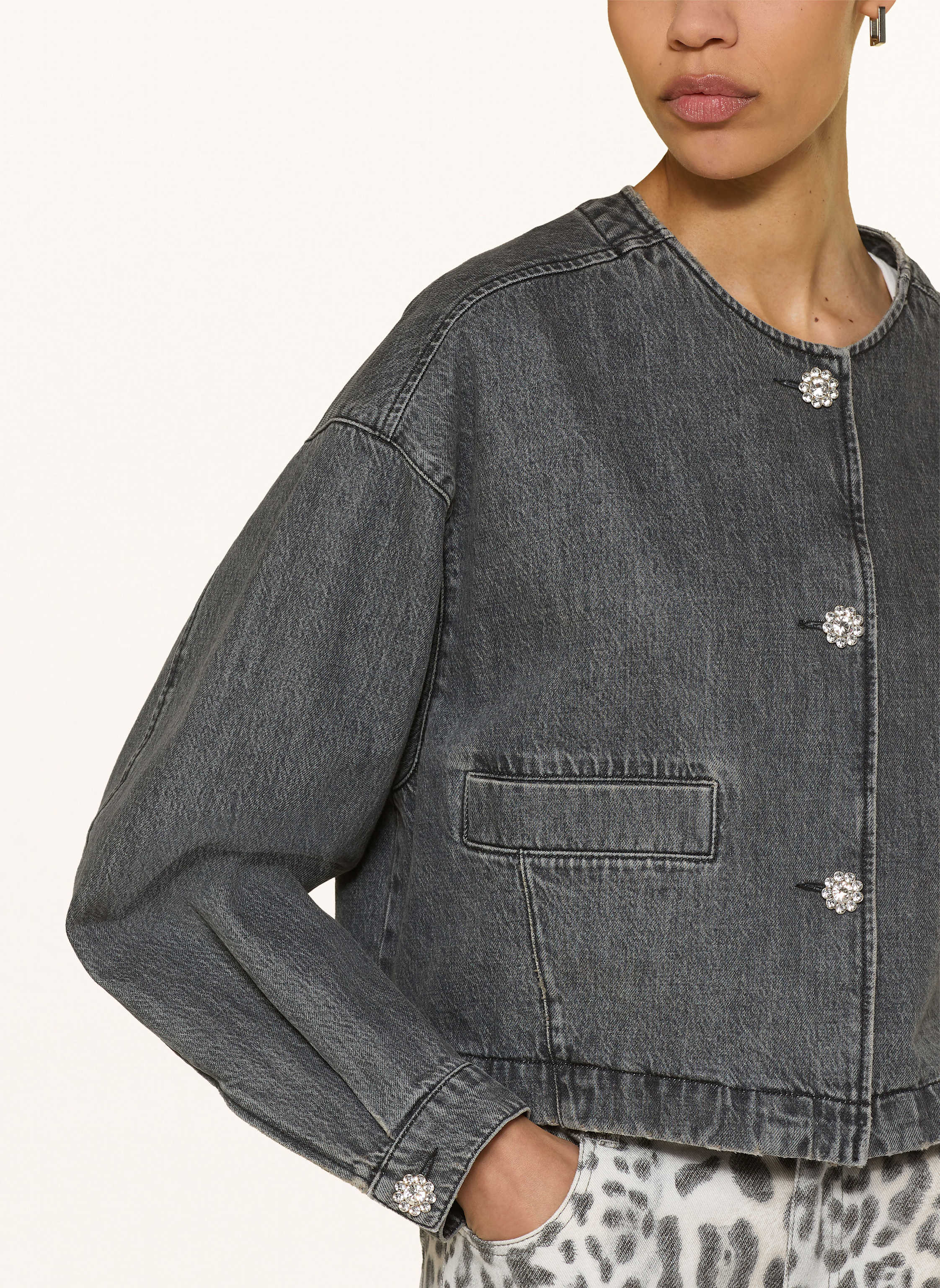 Thumbnail - Riani Jeansjacke Mit Schmucksteinen grau