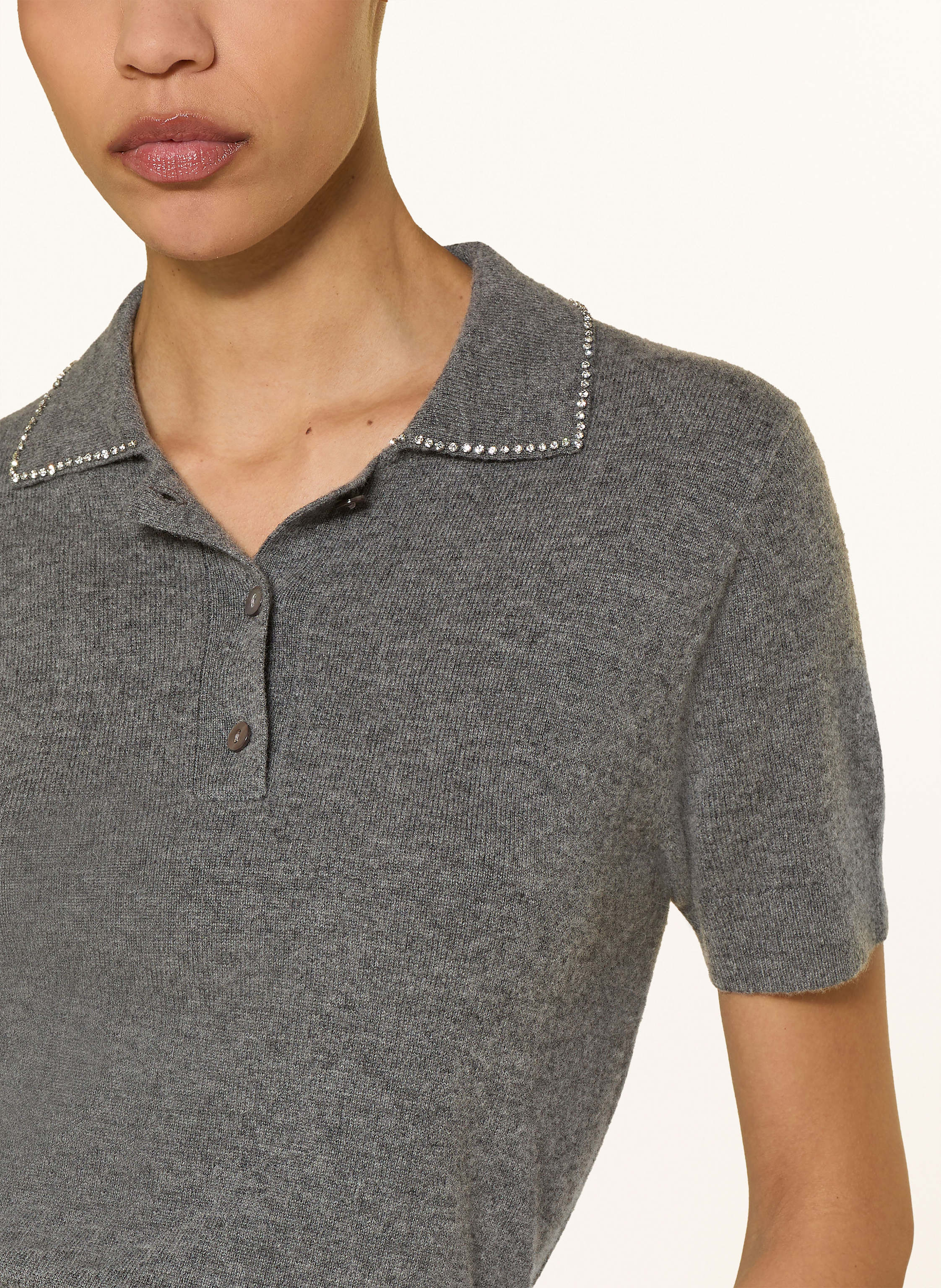 Thumbnail - Riani Strickshirt Mit Cashmere Und Schmucksteinen grau