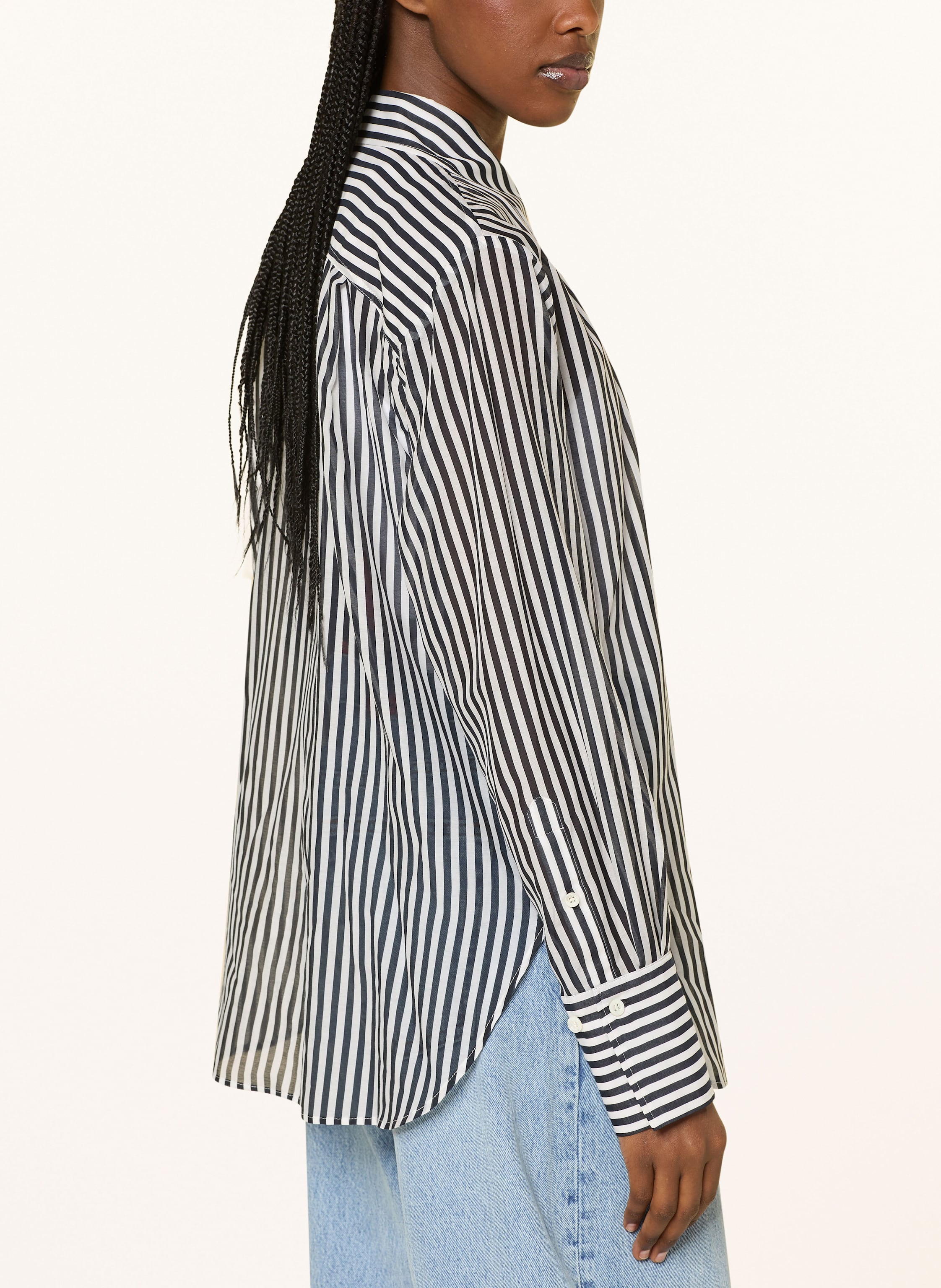 Thumbnail - Frame Oversized-Hemdbluse Mit Seide blau