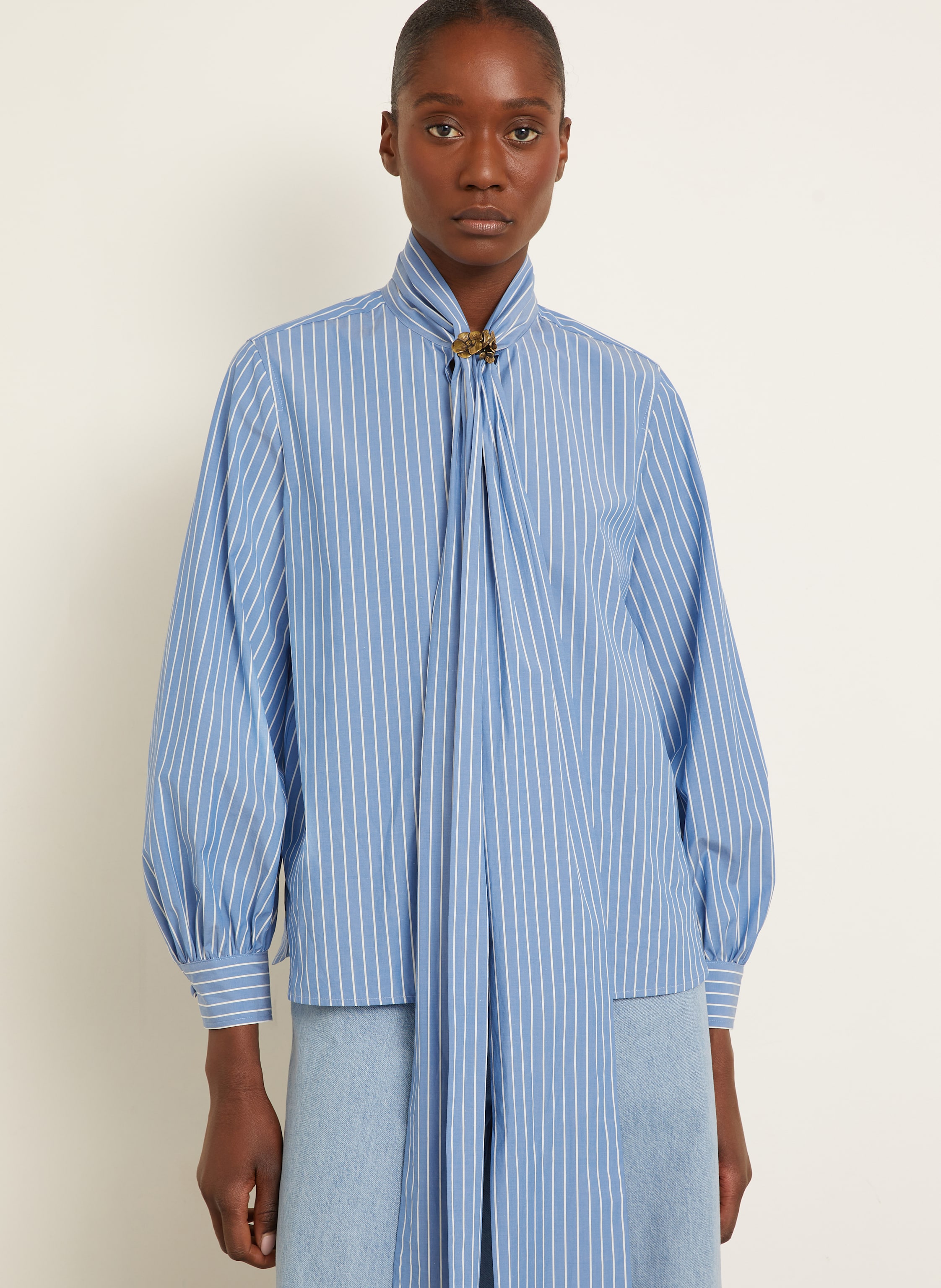 Thumbnail - Max Mara Blusenshirt Disco Mit Schluppe blau