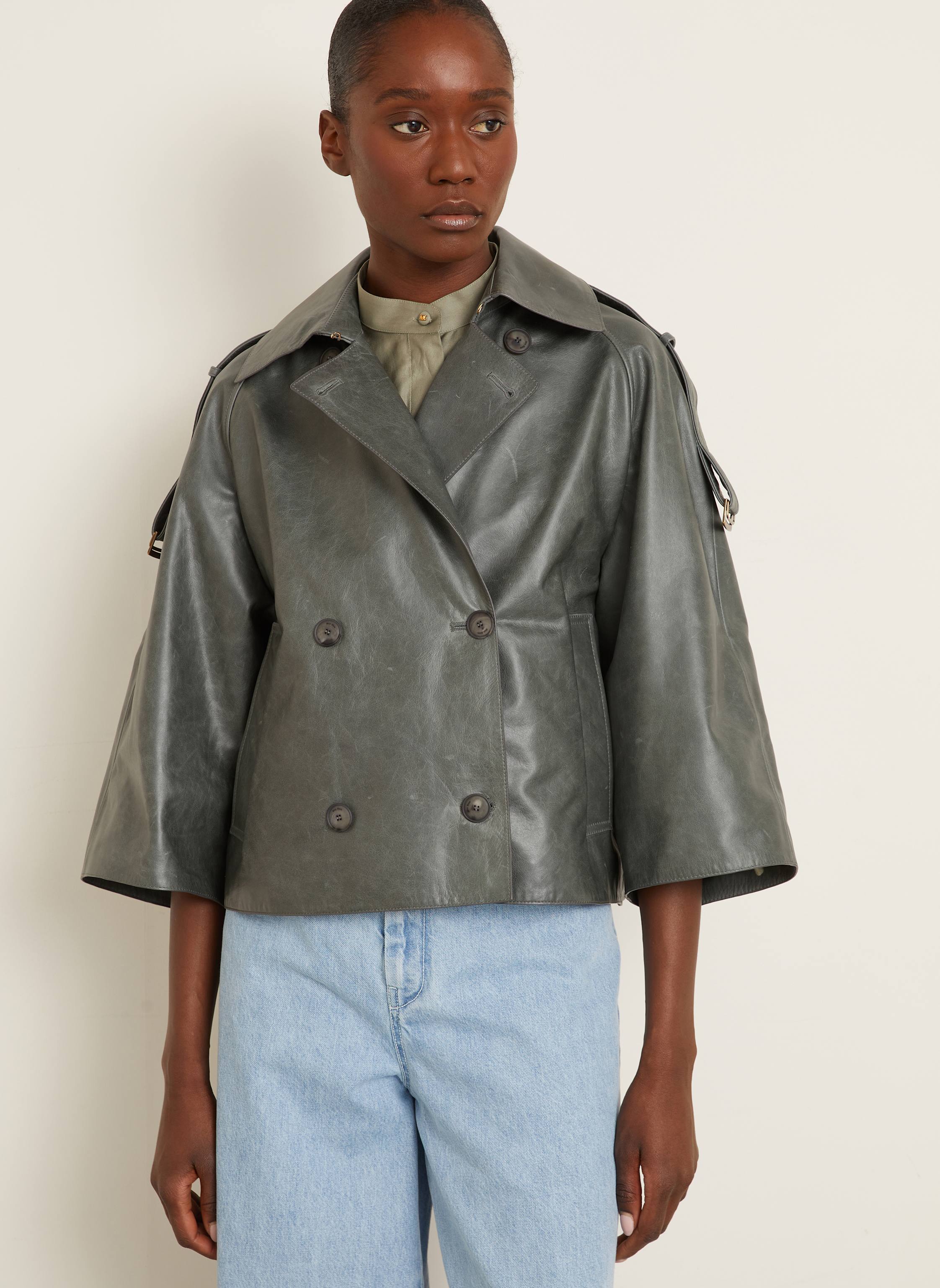 Thumbnail - Max Mara Lederjacke Tenace gruen