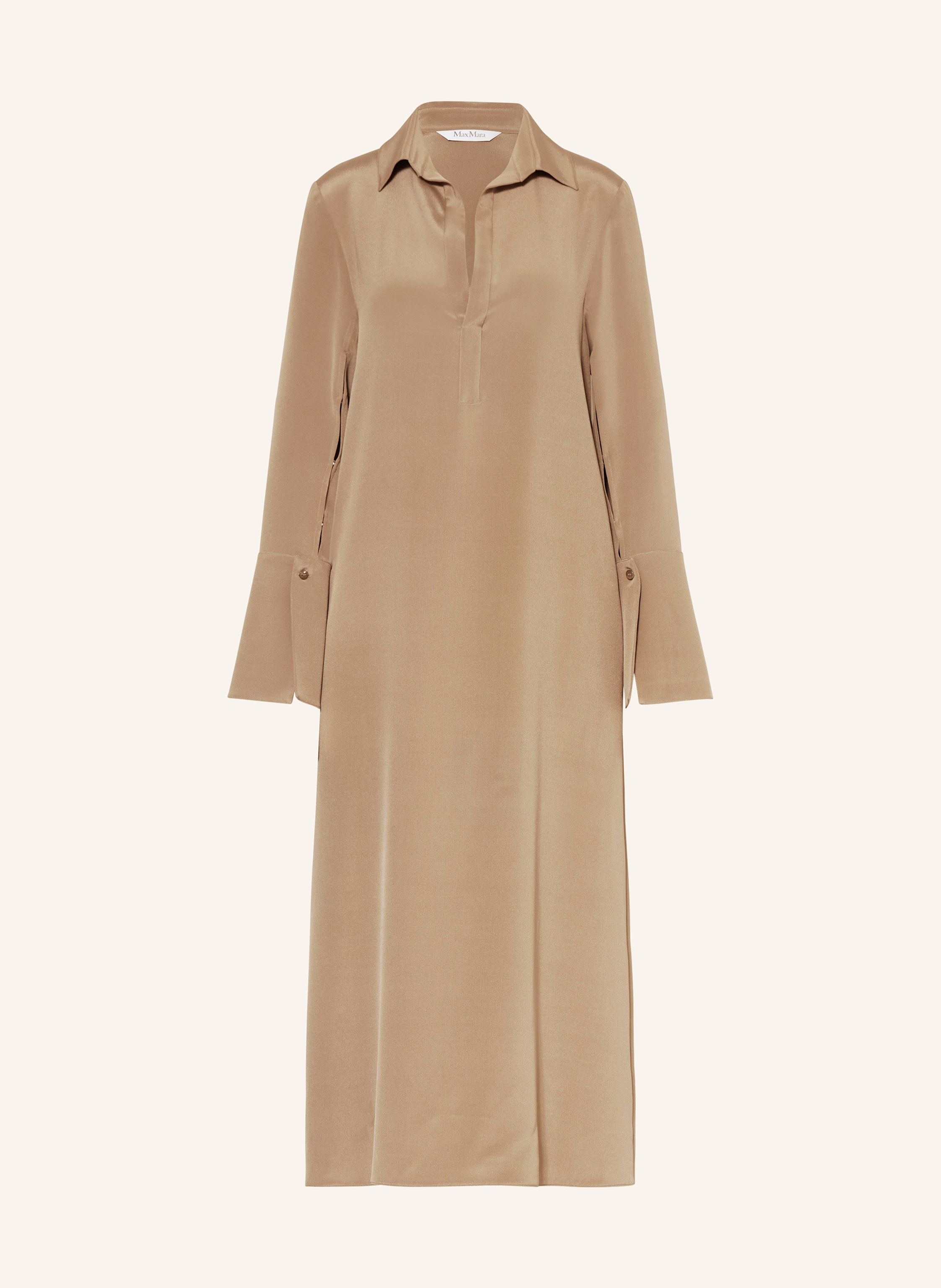 Max Mara OSSOLA silk shirt dress in light brown