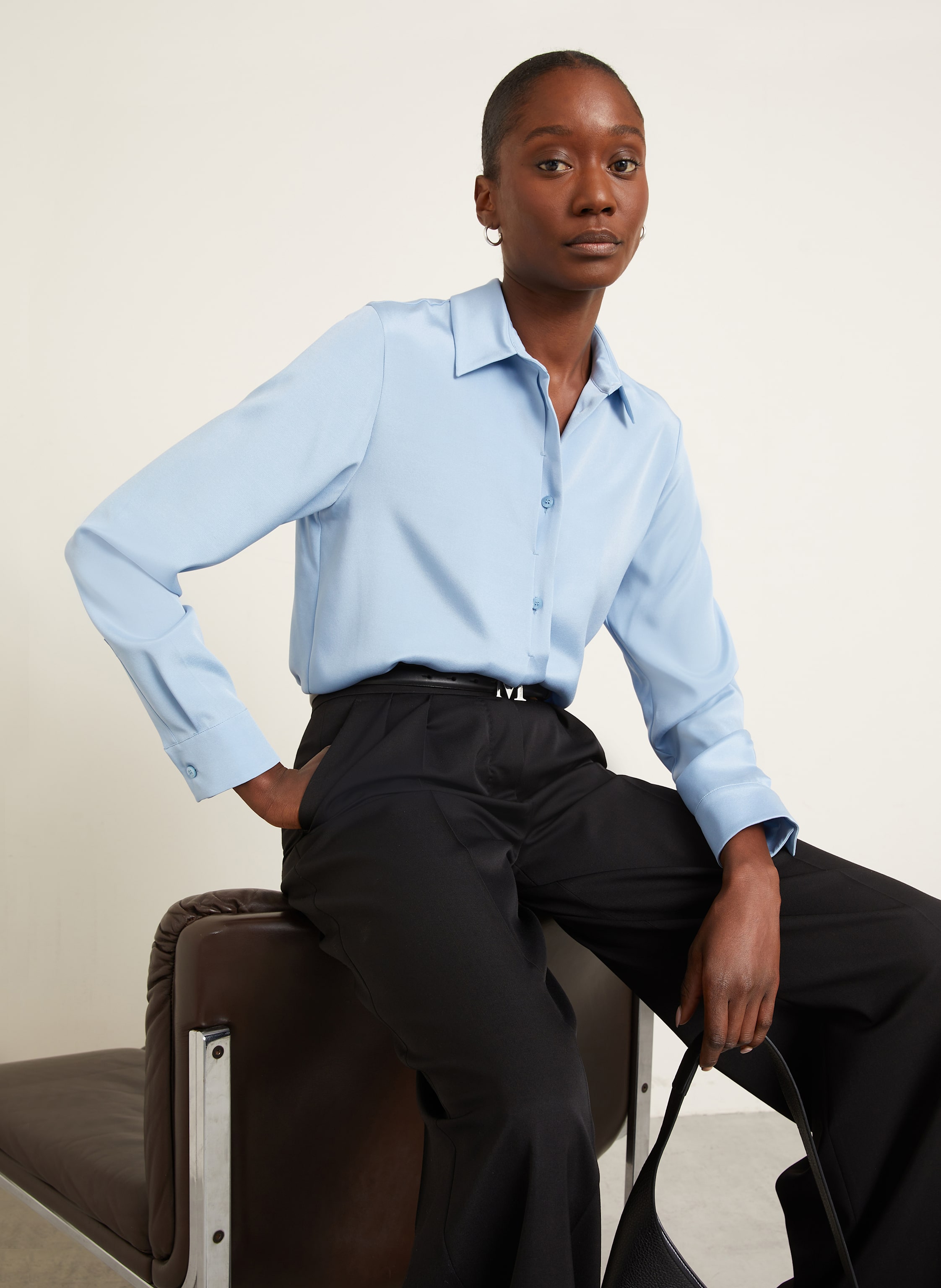 Thumbnail - Max Mara Seidenbluse Avion blau