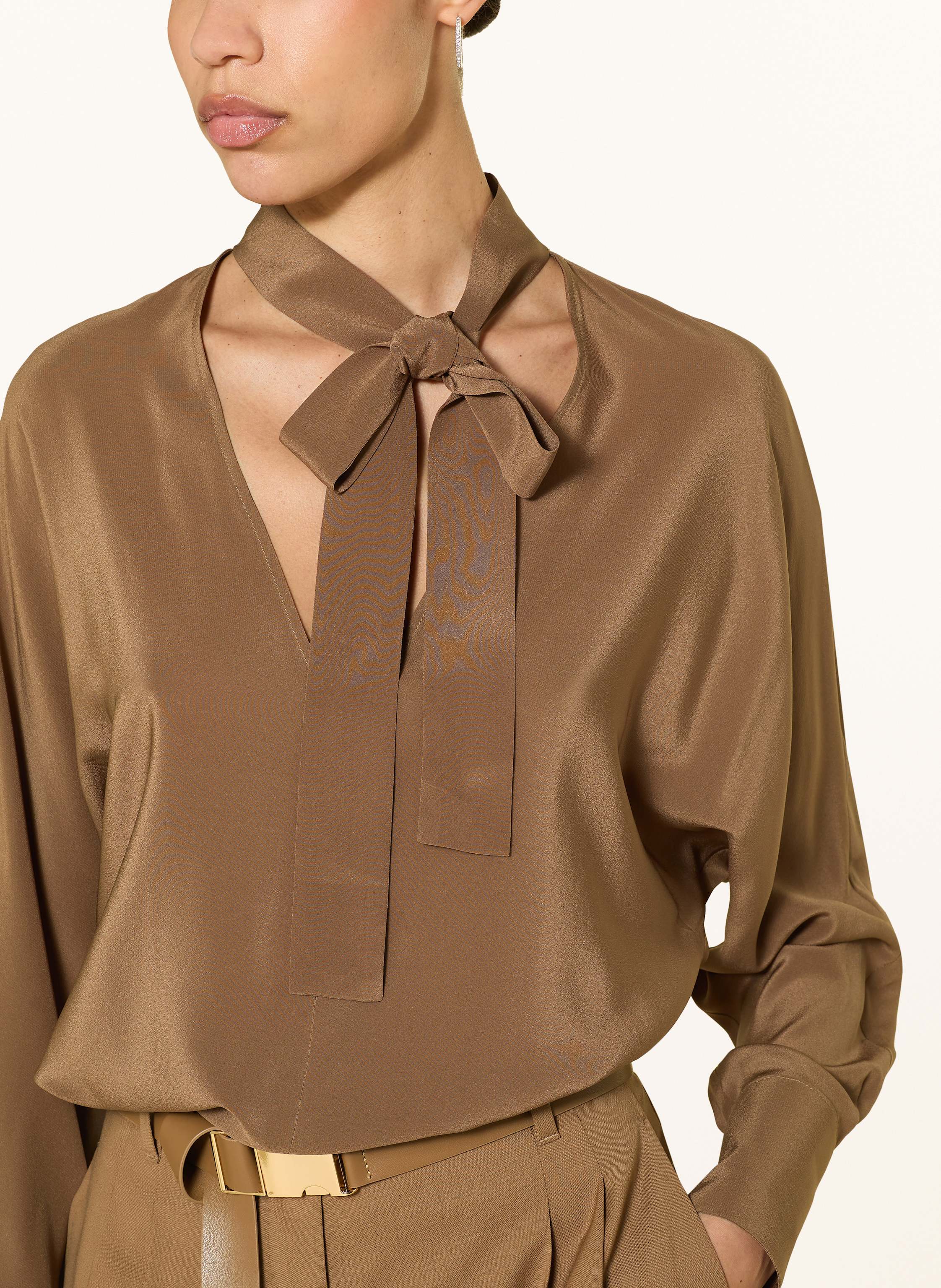 Thumbnail - Max Mara Studio Schluppenbluse Caco Aus Seide braun