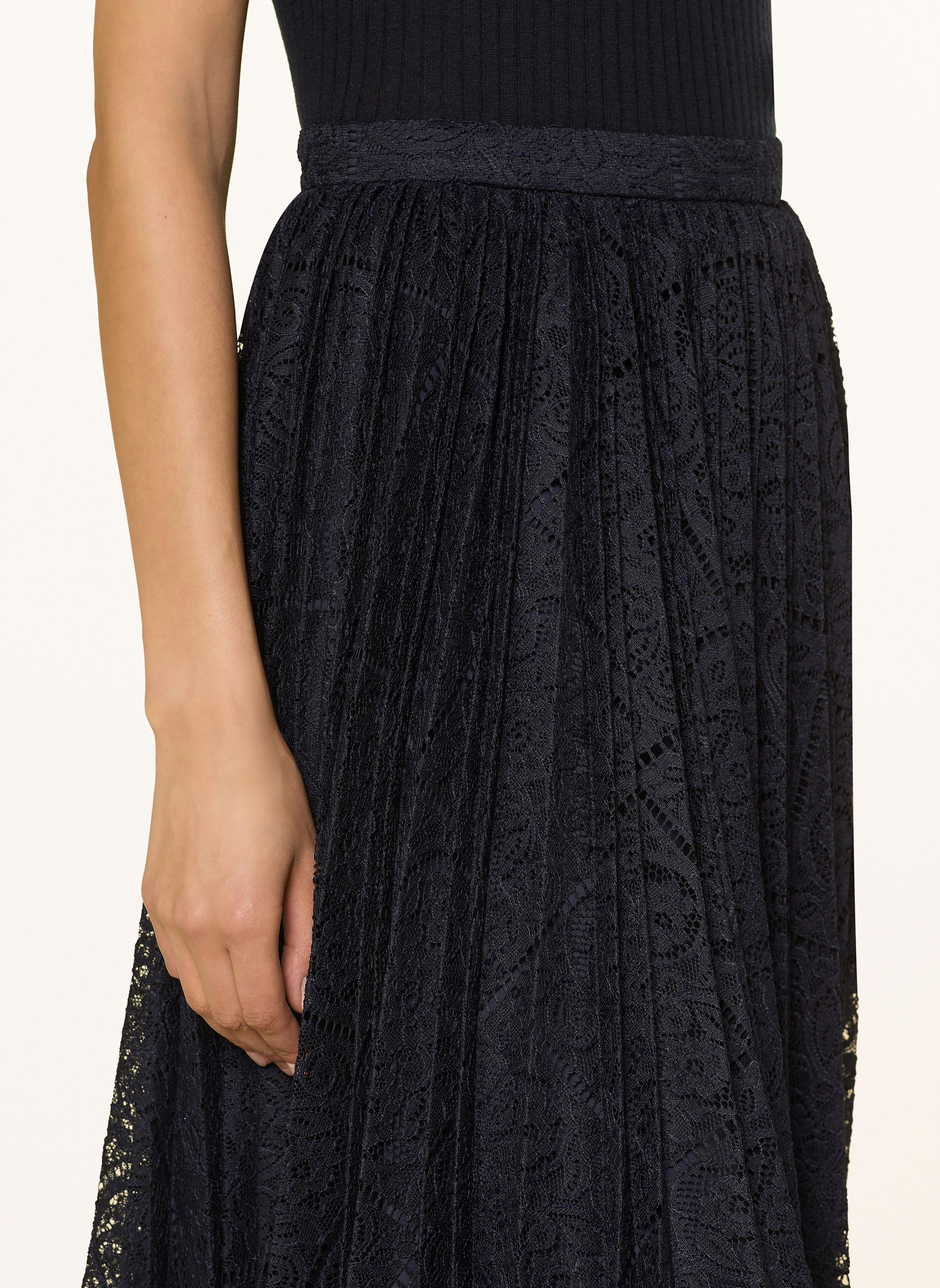 Thumbnail - Max Mara Studio Spitzenrock Leandro Mit Plissees blau