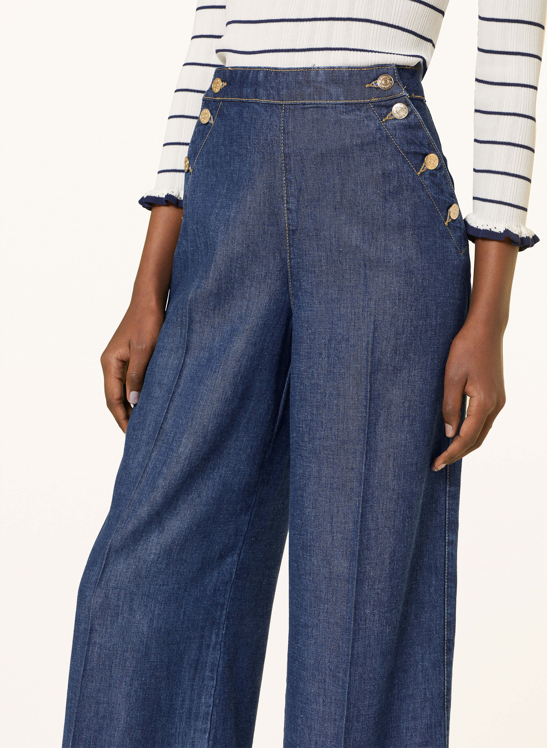 Thumbnail - Claudie Pierlot Marlenehose In Jeansoptik blau