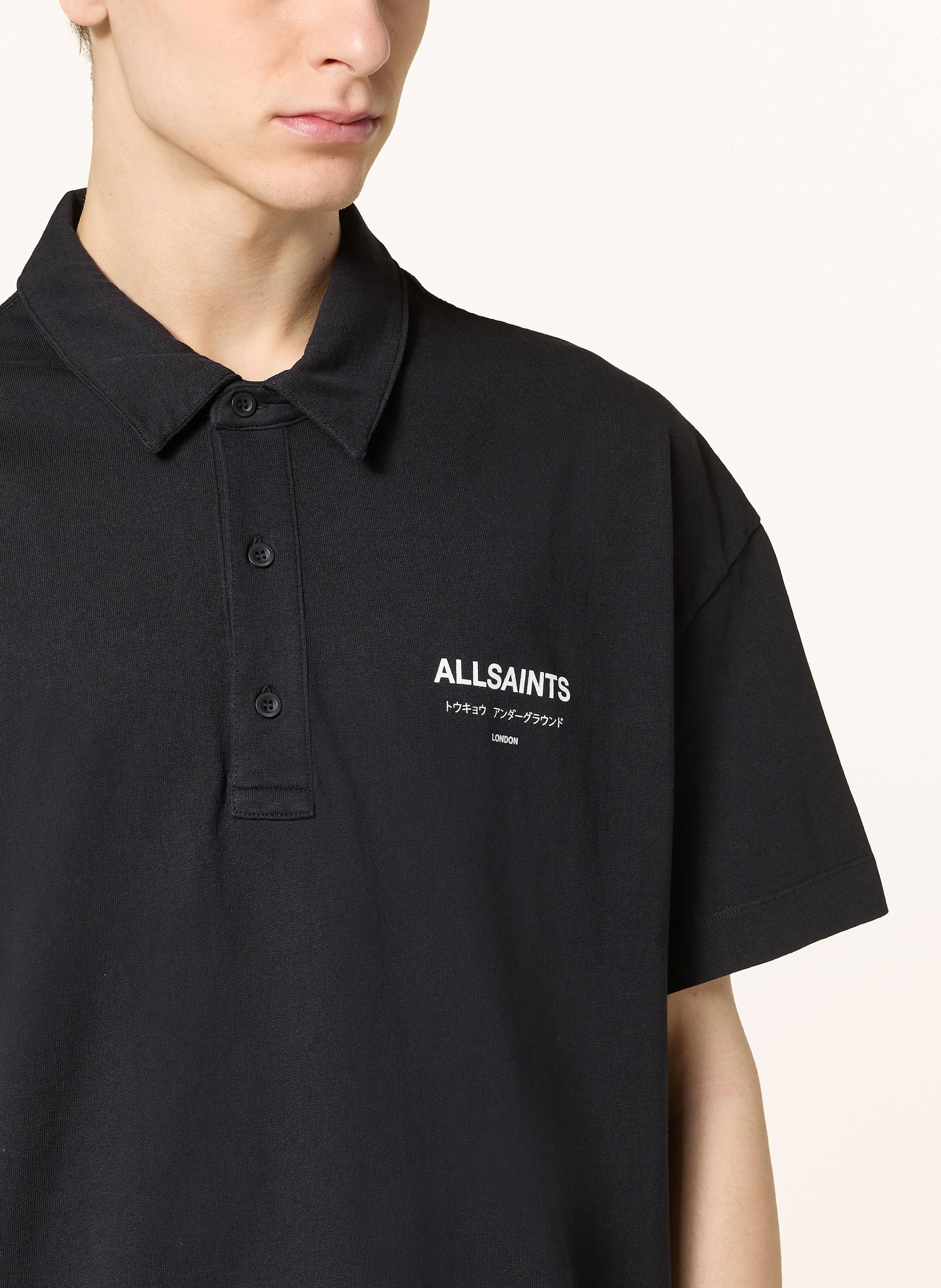 Thumbnail - Allsaints Piqué-Poloshirt Underground Relaxed Fit schwarz