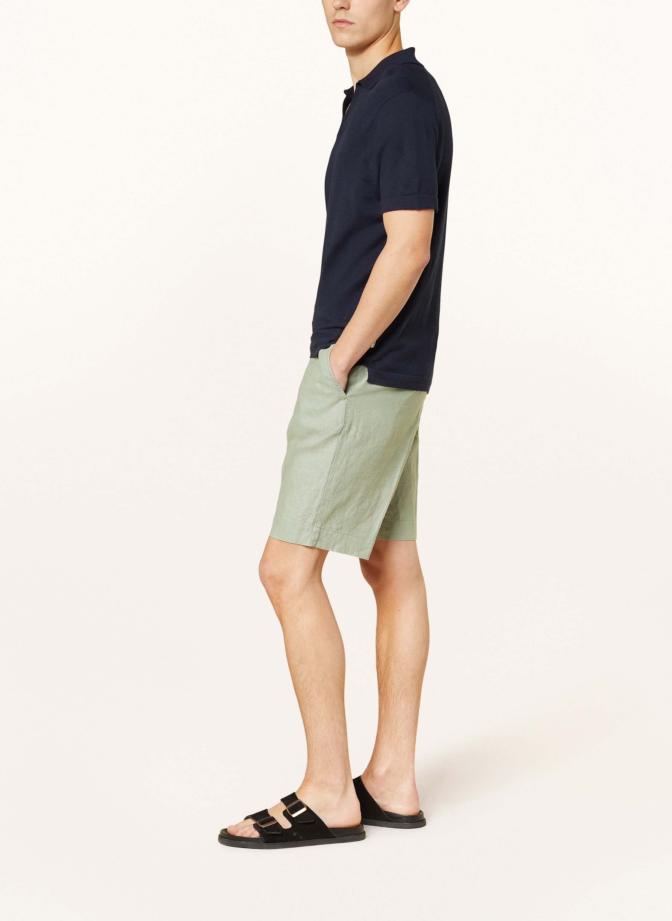 Thumbnail - Nn.07 Leinenshorts Billie Regular Fit gruen