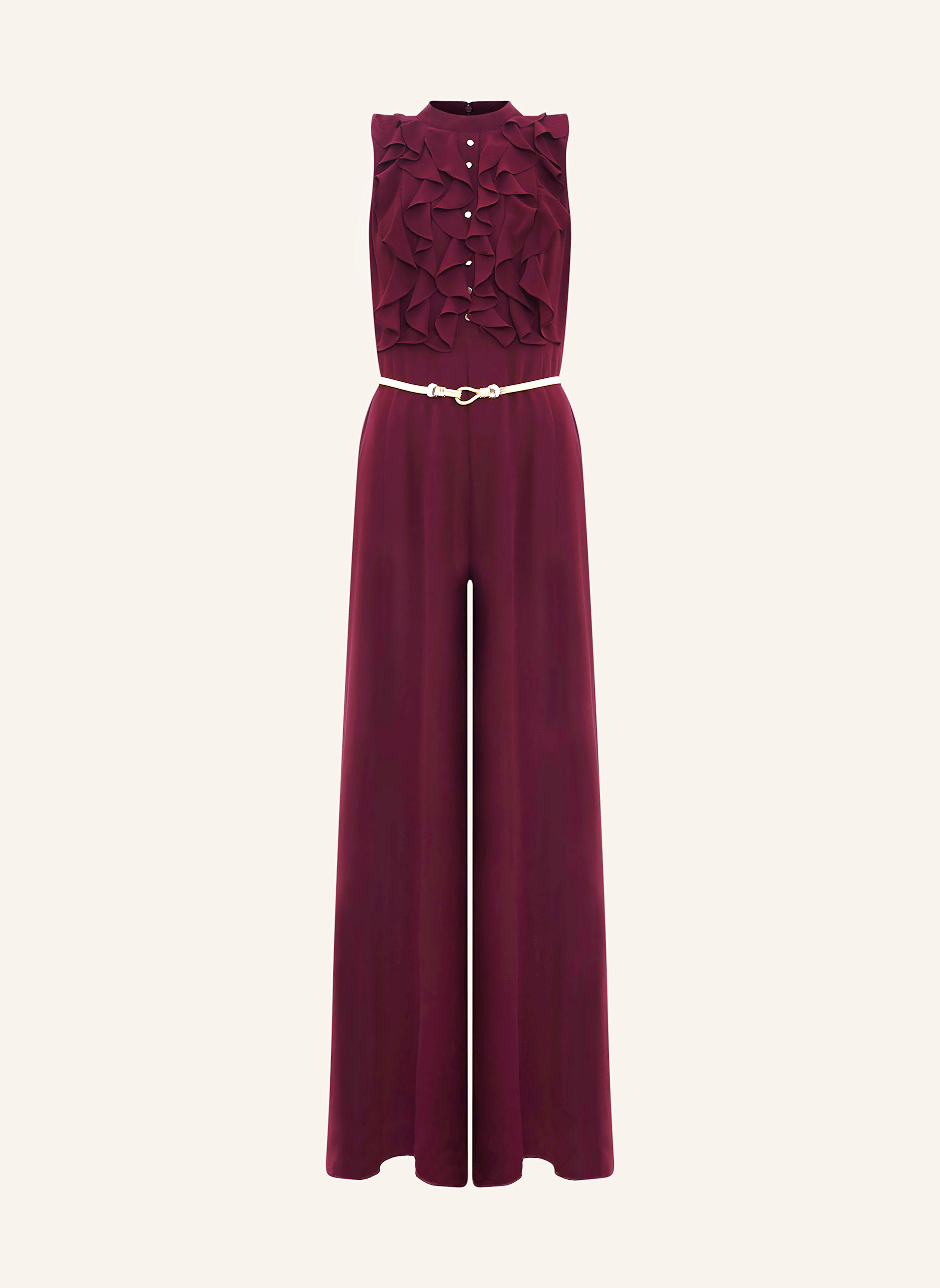 Phase Eight NALANI jumpsuit with flounces in dark red