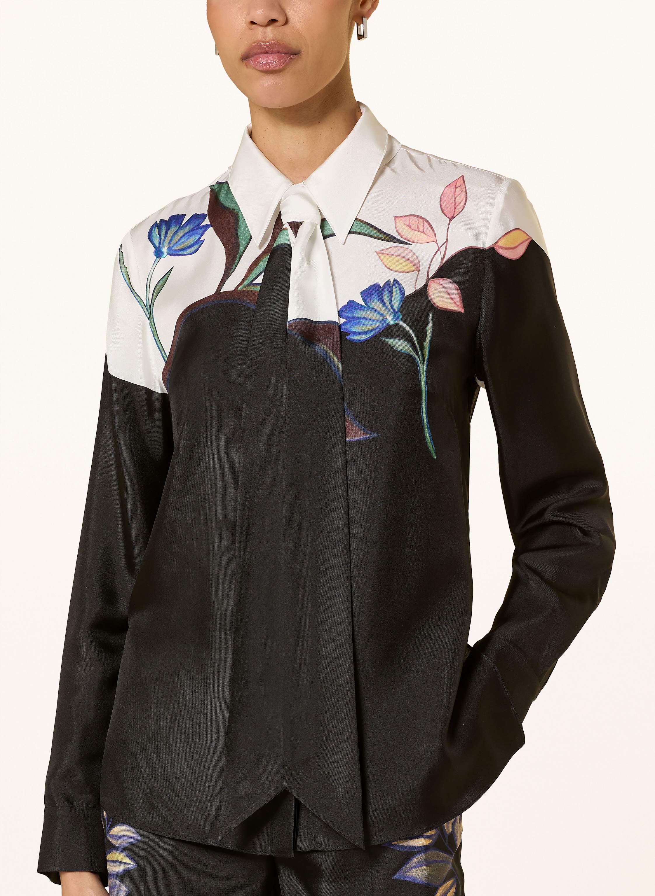 Thumbnail - Dorothee Schumacher Seidenbluse Seductive Bloom Mit Abnehmbarer Schluppe schwarz