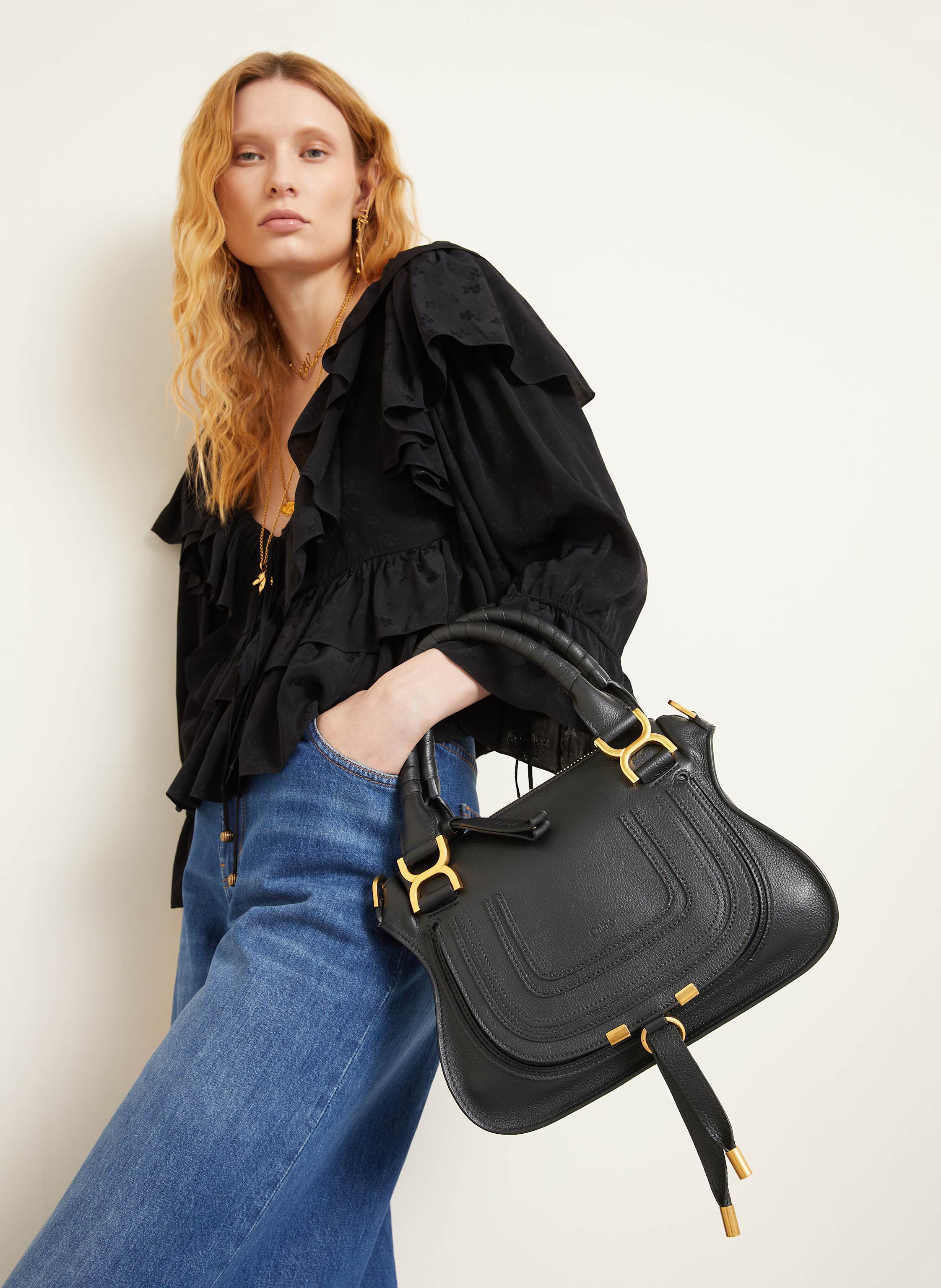 Thumbnail - Chloé Handtasche Marcie schwarz