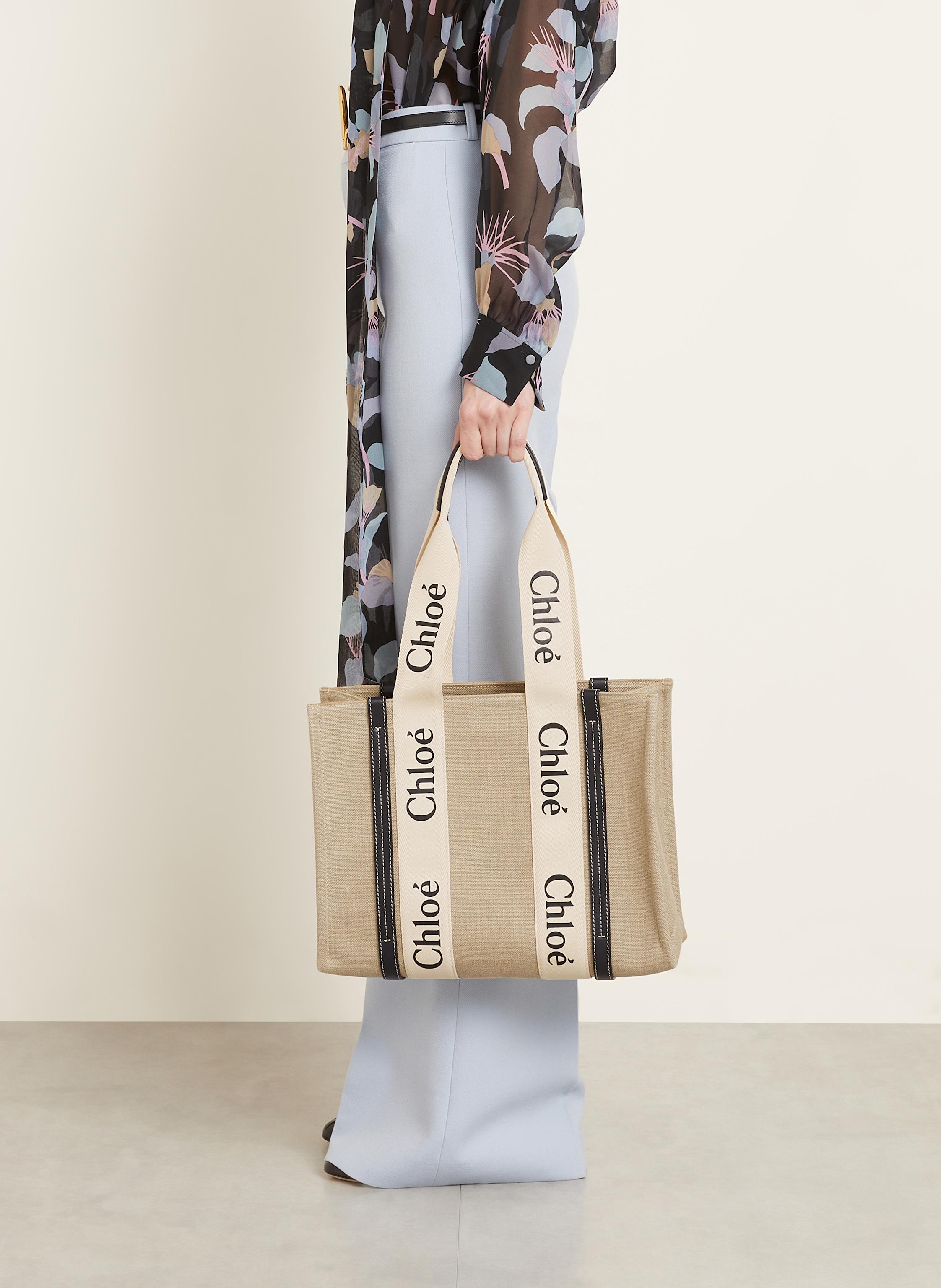 Thumbnail - Chloé Shopper Woody Medium beige