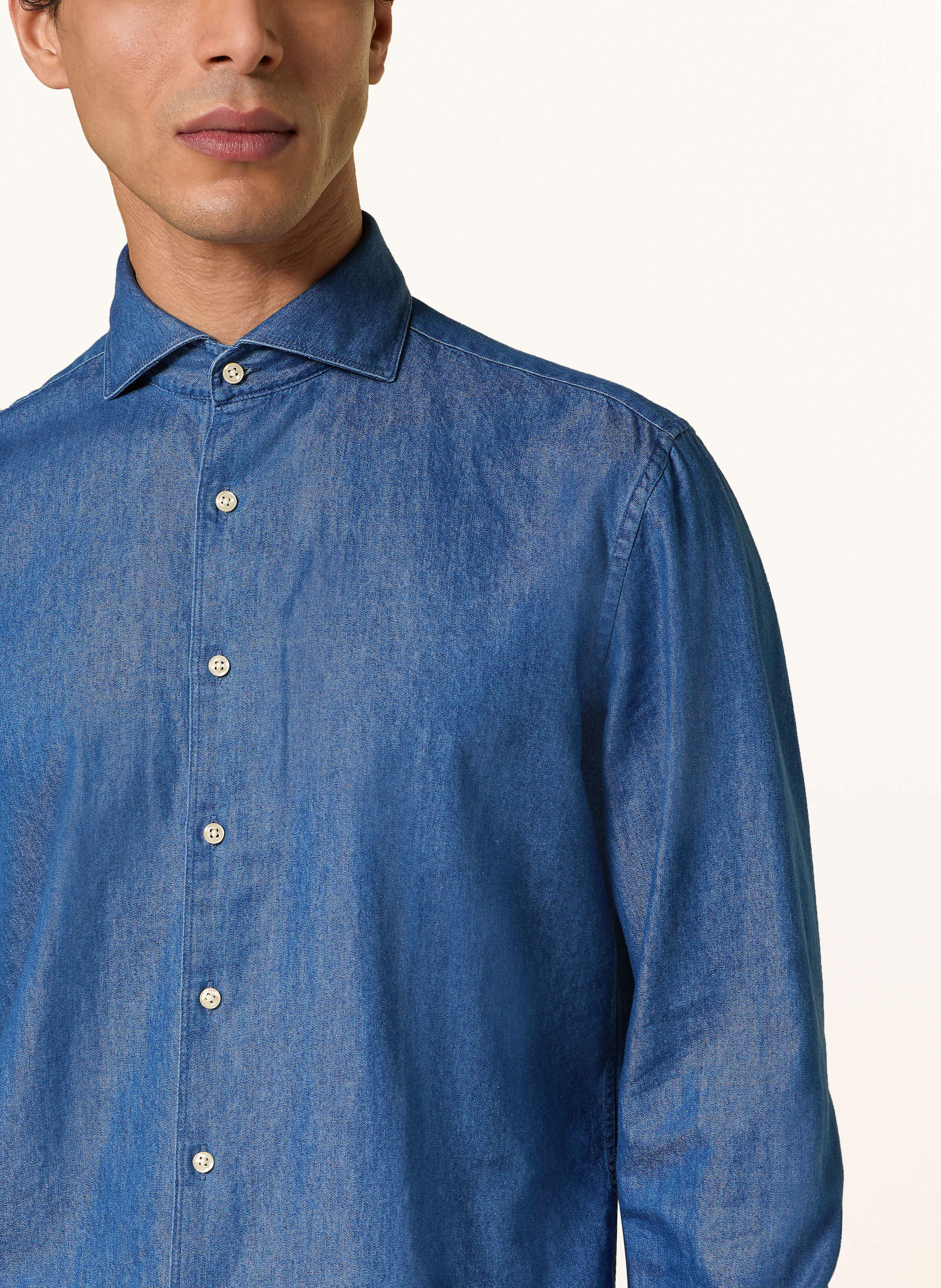 Thumbnail - Strokesman's Hemd Regular Fit In Jeansoptik blau