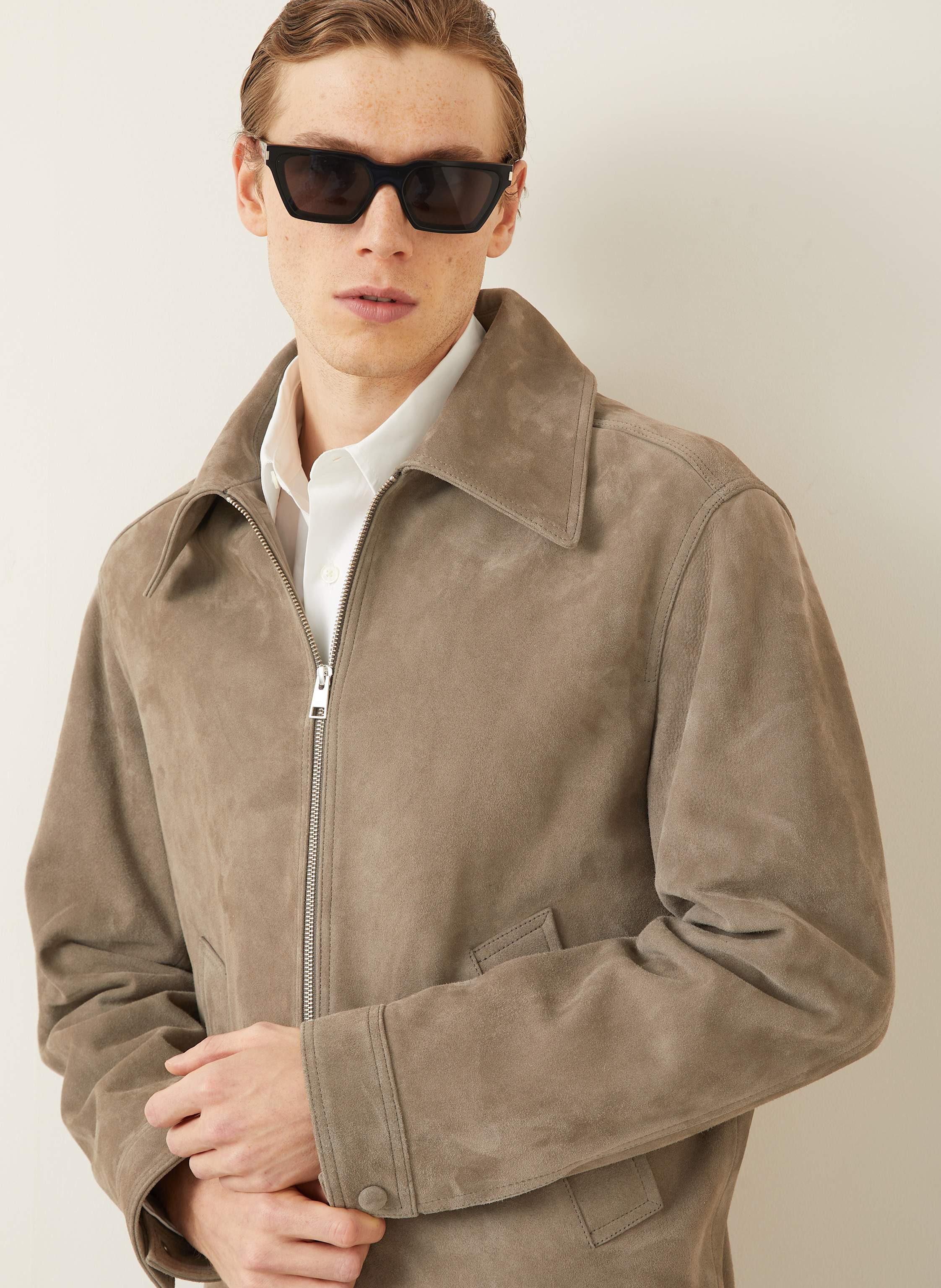 Thumbnail - Ami Paris Lederjacke beige