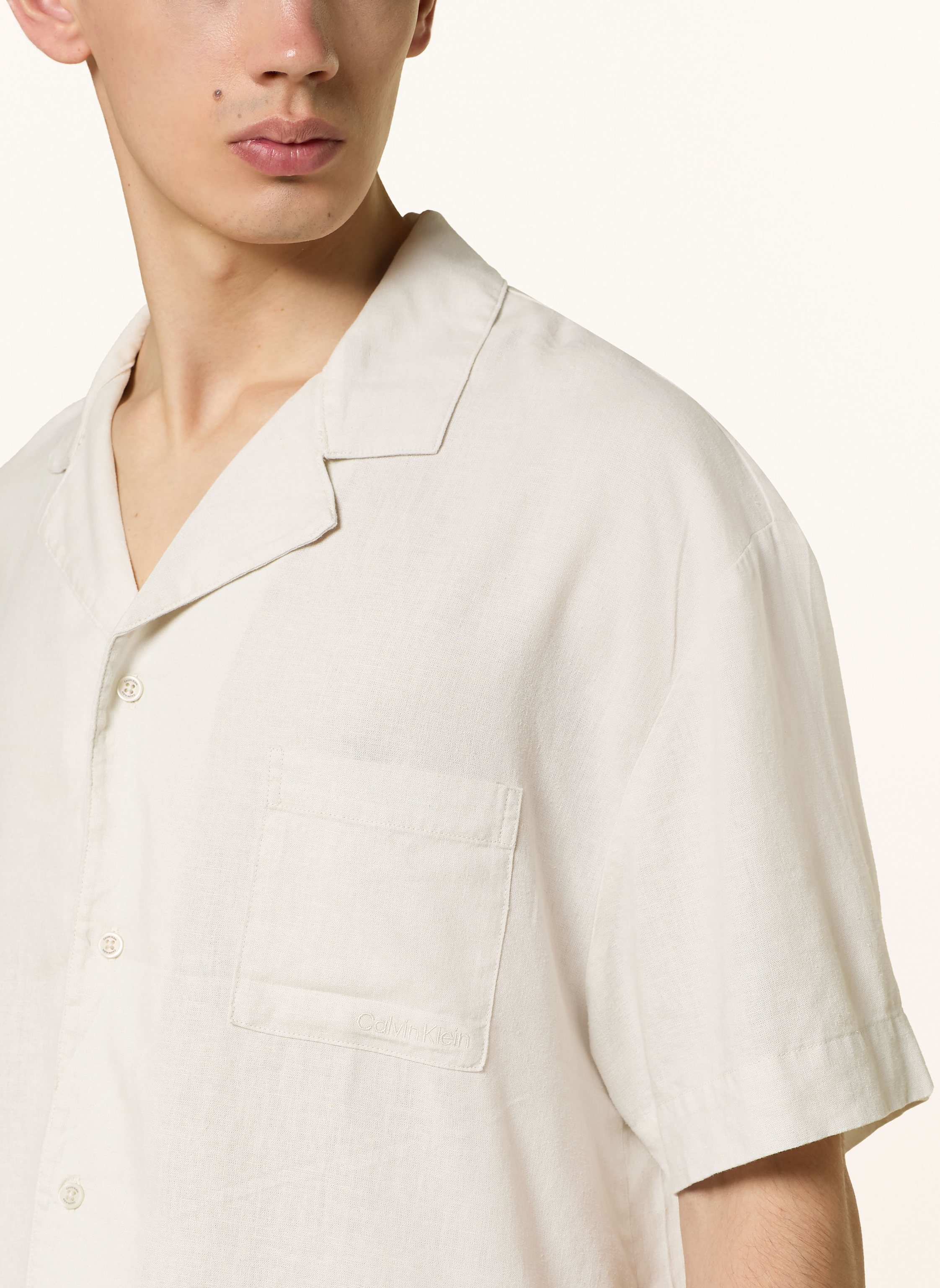 Thumbnail - Calvin Klein Schlafshirt Linen Blend Mit Leinen weiss