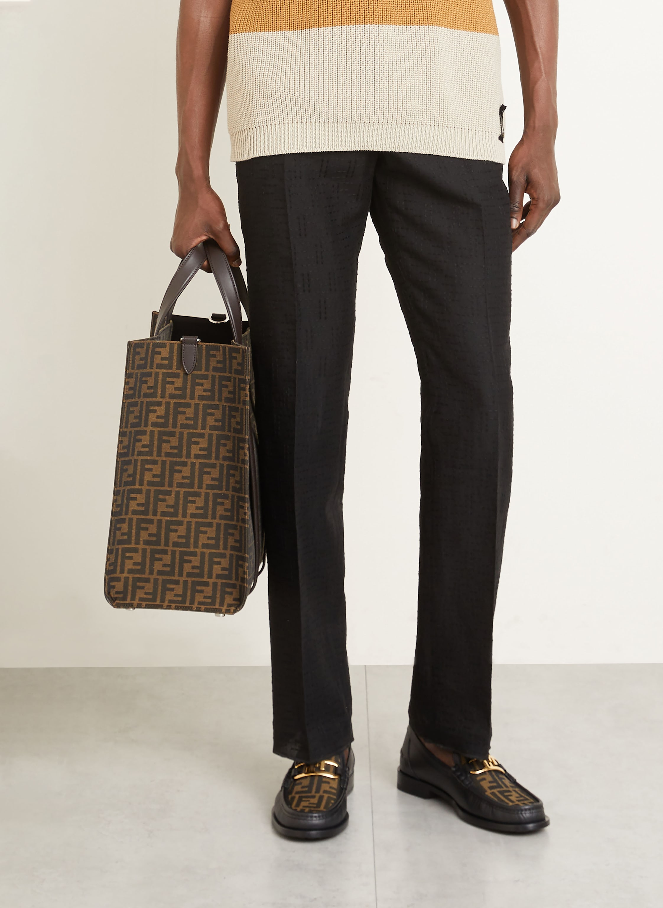 Thumbnail - Fendi Leinenhose Regular Fit schwarz