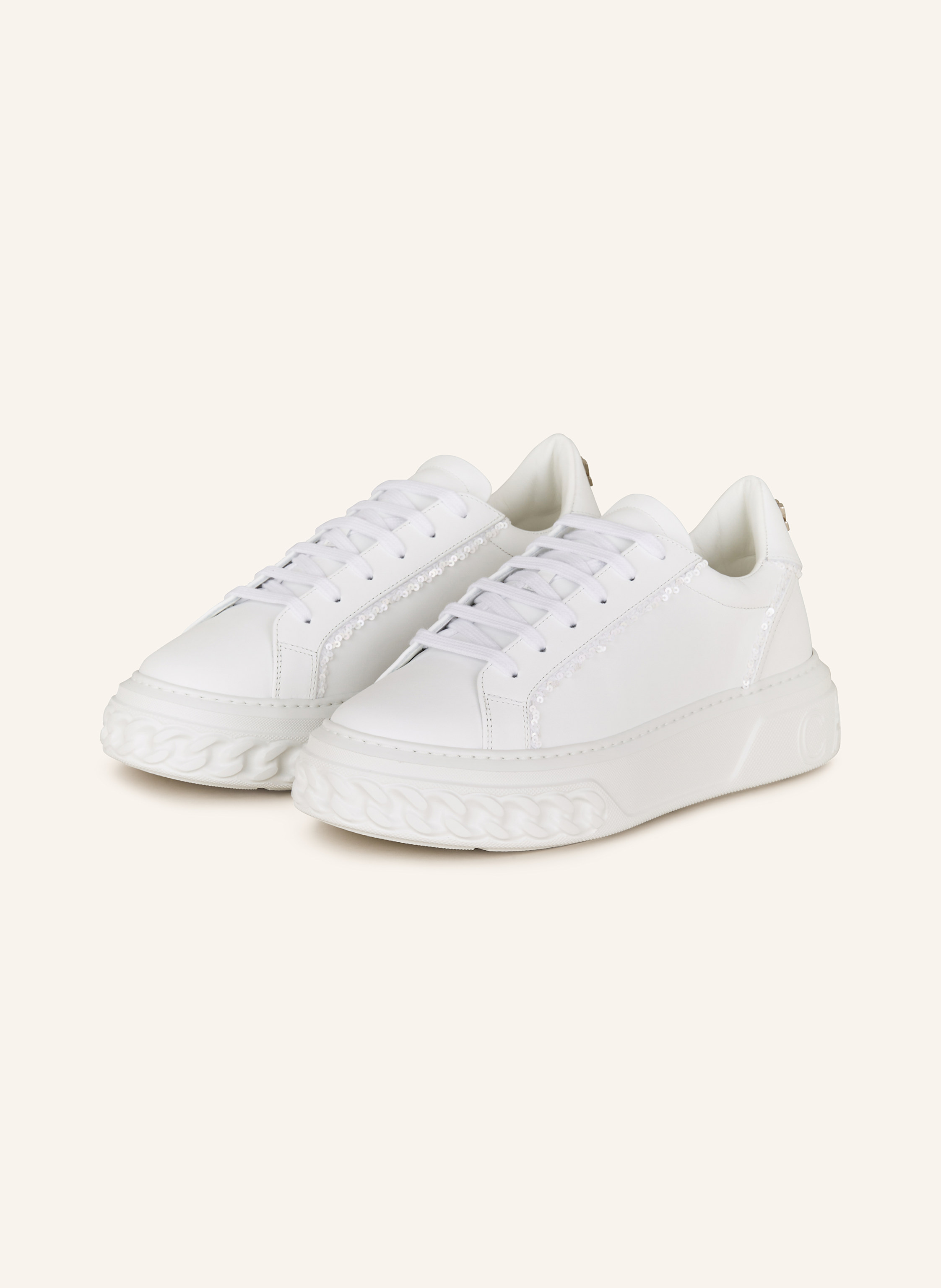 Casadei Sneaker Off Road Mit Pailletten weiss
