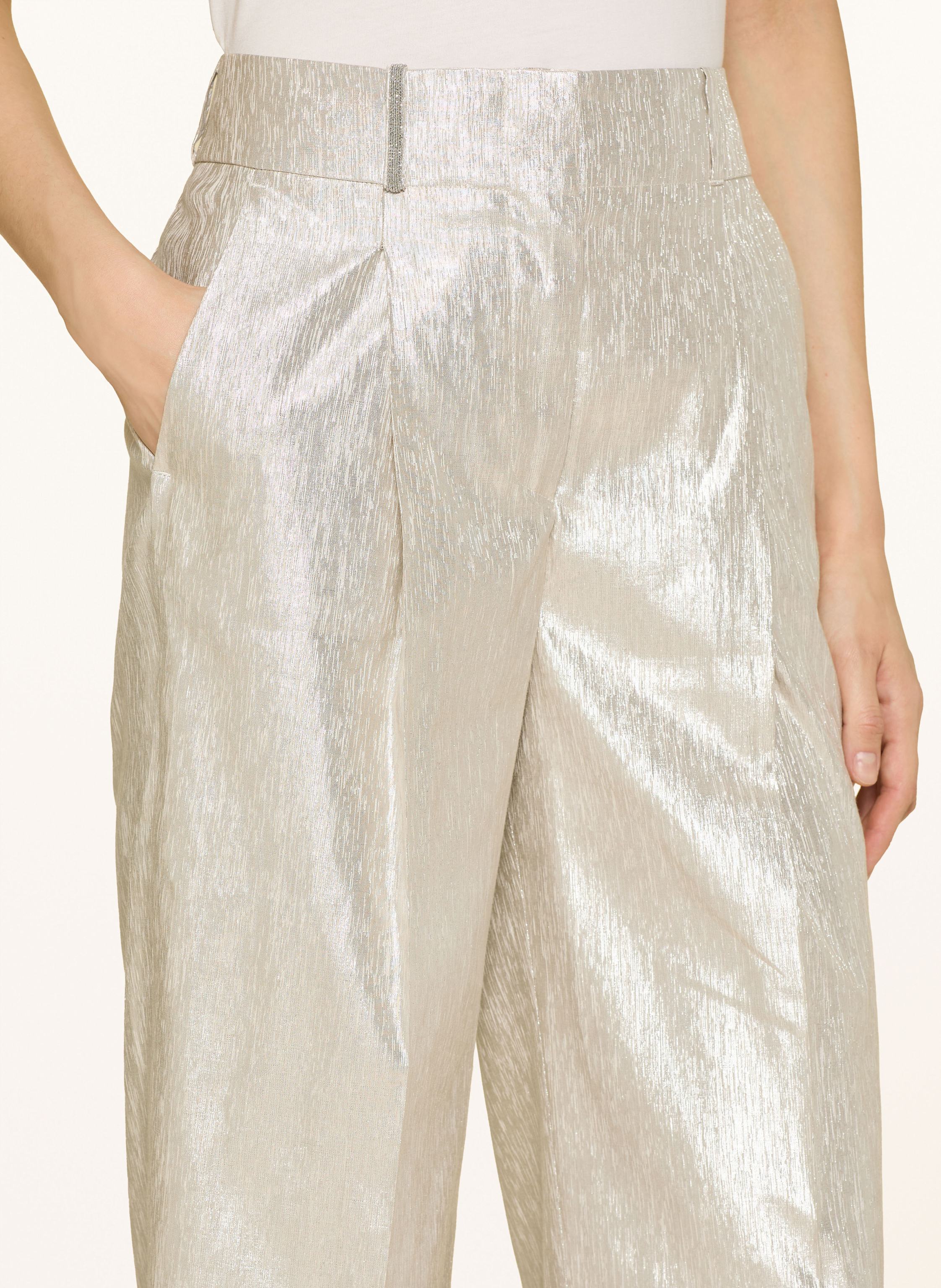 Thumbnail - Peserico Hose Mit Glitzergarn Und Schmucksteinen silber