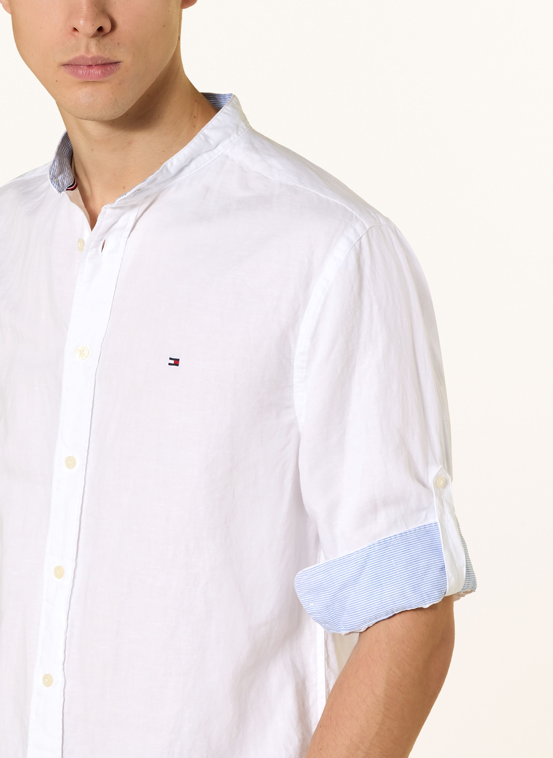 Thumbnail - Tommy Hilfiger Hemd Regular Fit Mit Leinen Und Stehkragen weiss