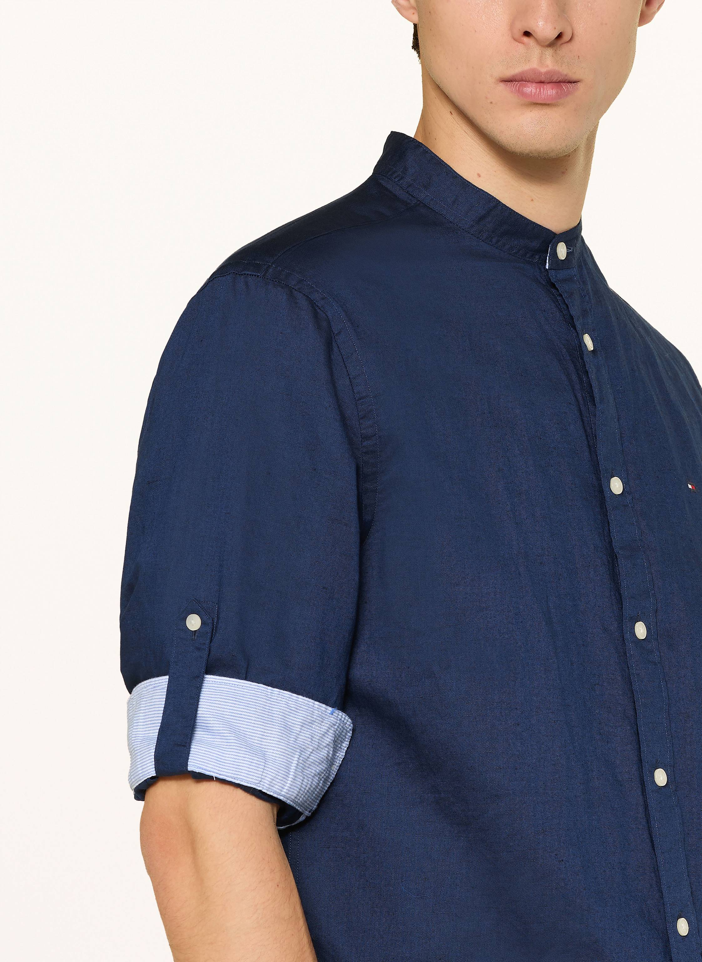 Thumbnail - Tommy Hilfiger Hemd Regular Fit Mit Leinen Und Stehkragen blau