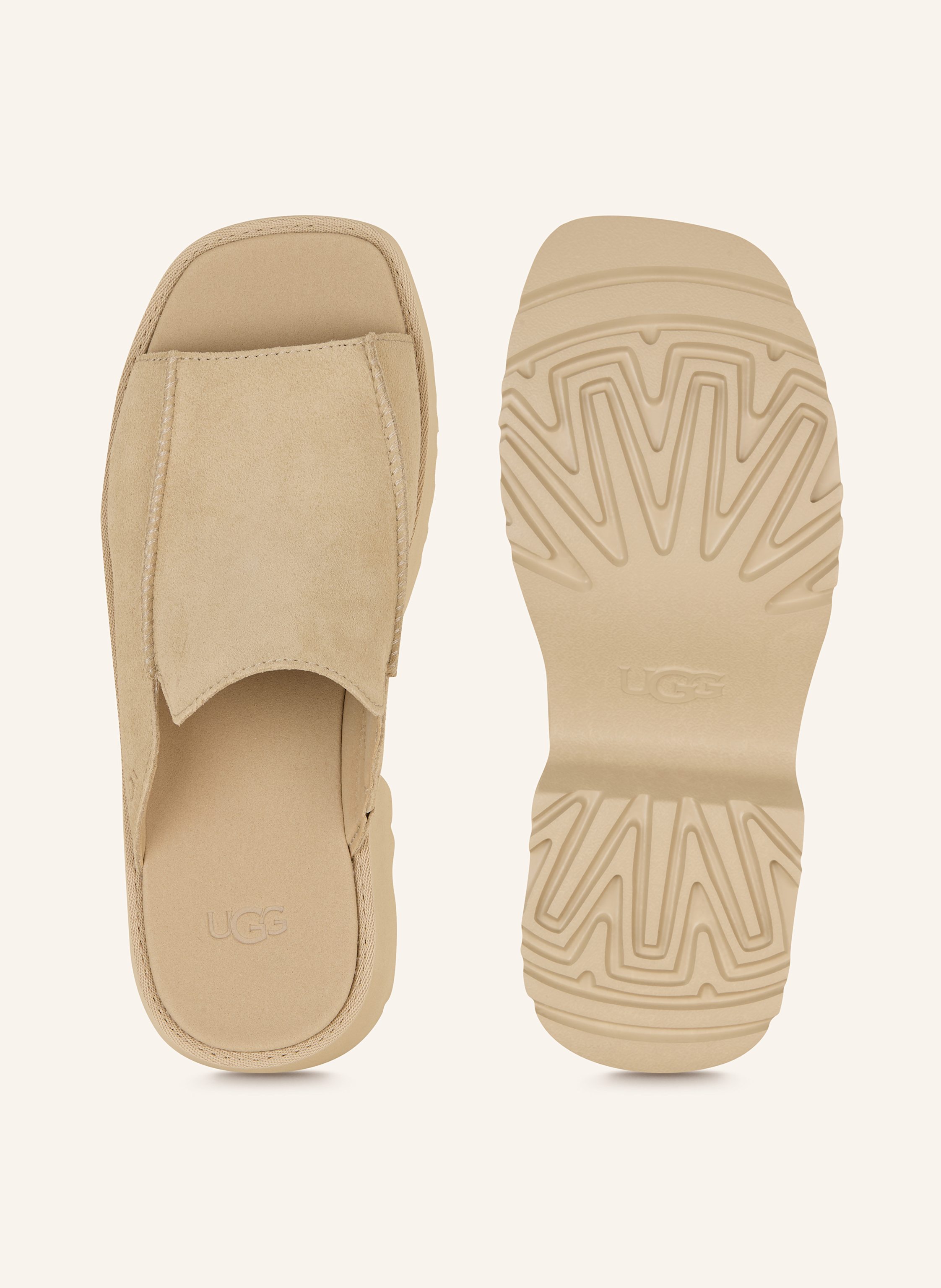 Thumbnail - Ugg Plateau-Pantoletten beige