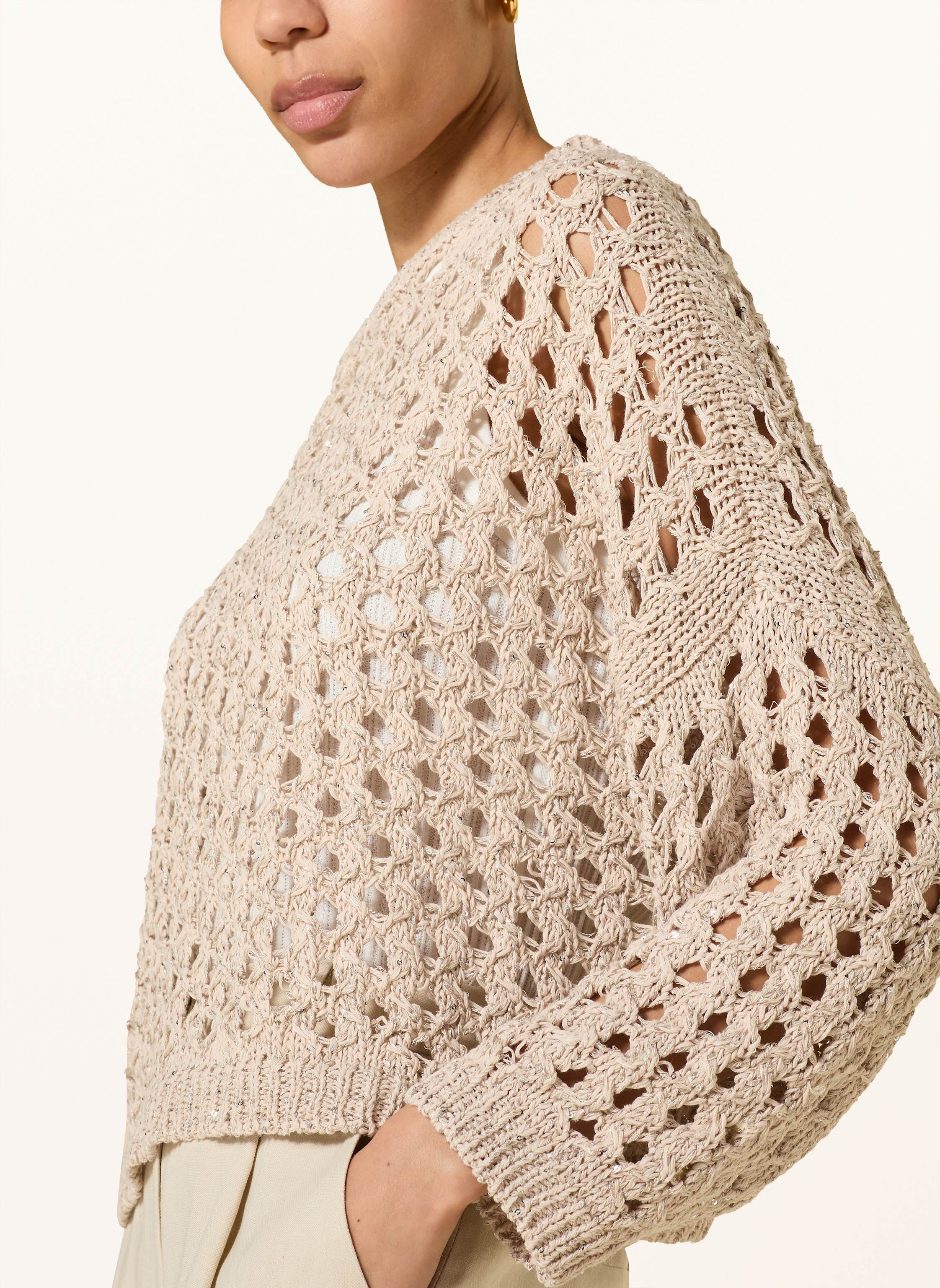 Thumbnail - Antonelli Firenze Pullover Campanellino Mit Pailletten beige