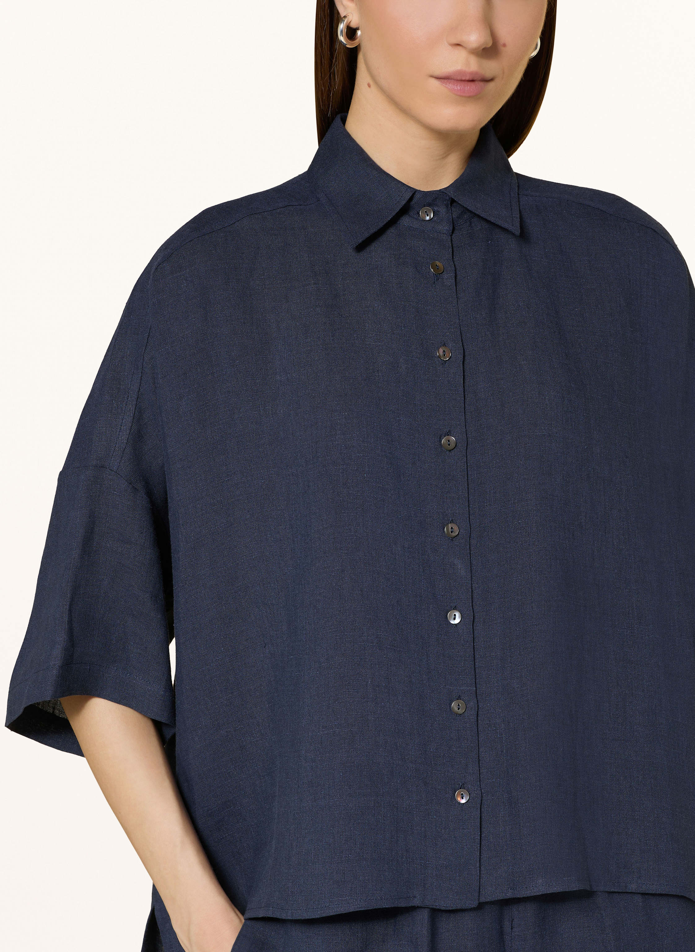 Thumbnail - Antonelli Firenze Leinenbluse Biella Mit 3/4-Arm blau