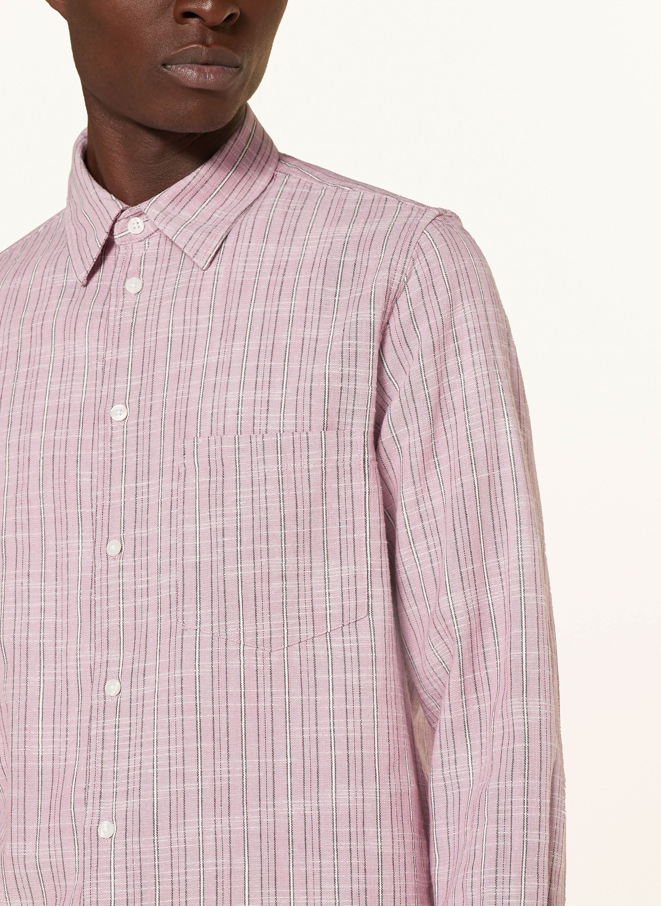 Thumbnail - Samsøe Samsøe Hemd Liam Comfort Fit Mit Leinen rosa