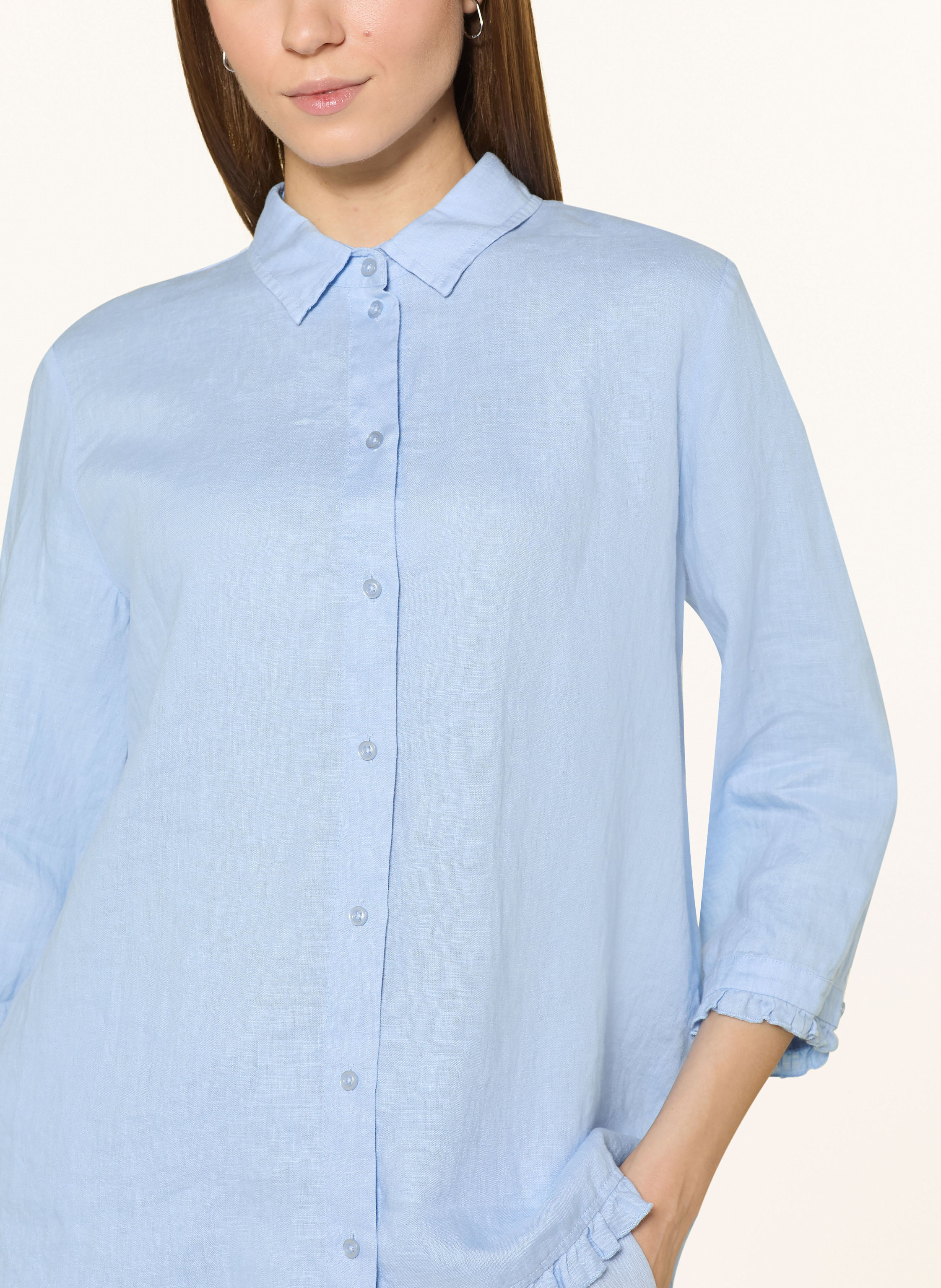 Thumbnail - Lilienfels Hemdbluse Aus Leinen Mit Rüschen blau
