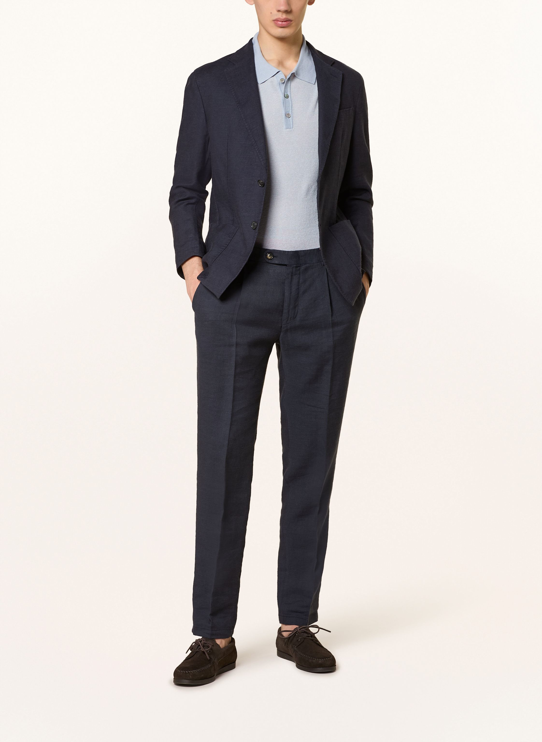 Thumbnail - Windsor. Strick-Poloshirt Lindo-Pr Mit Leinen blau