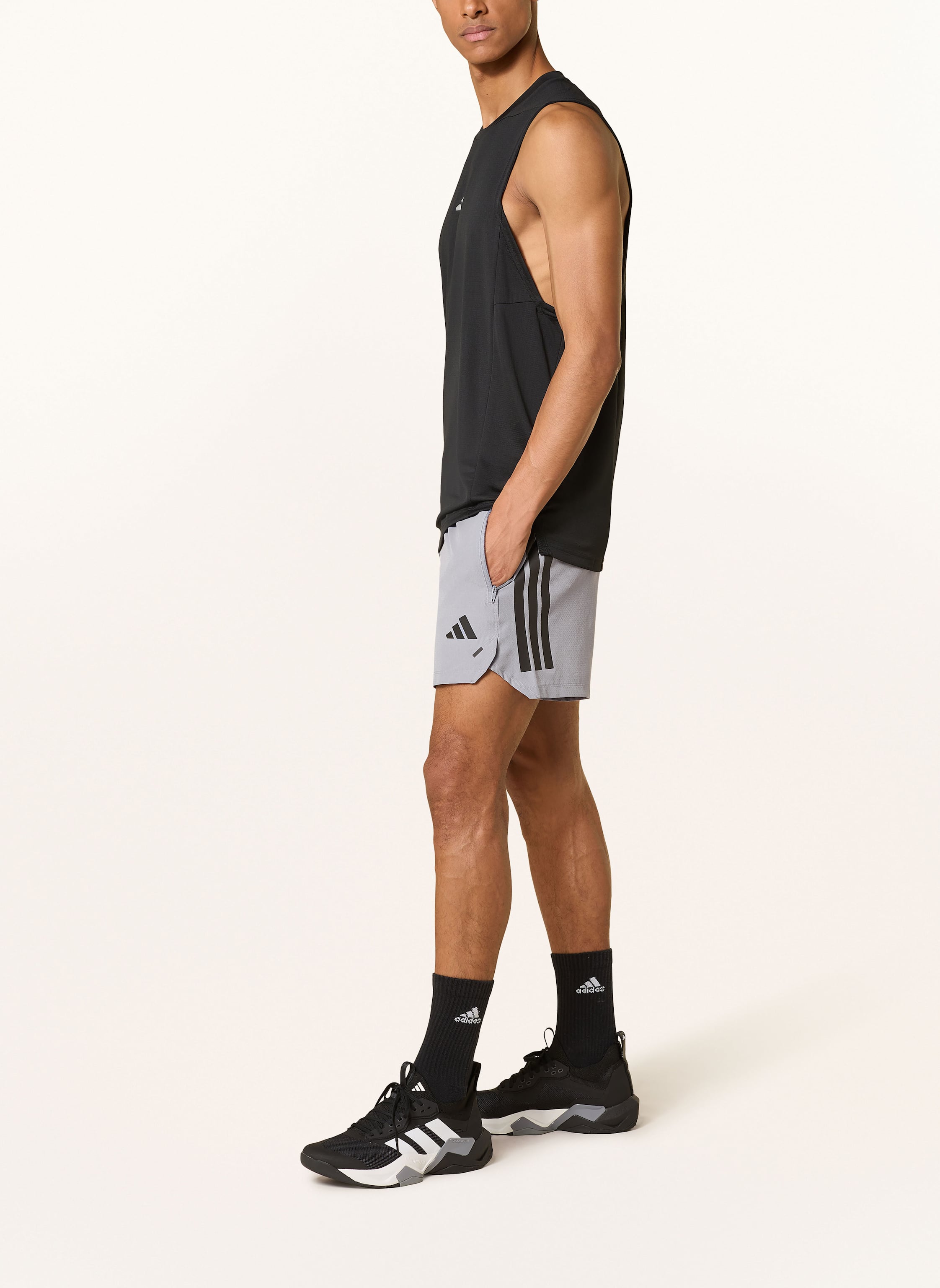 Thumbnail - Adidas Trainingsshorts Power 3-Stripes grau
