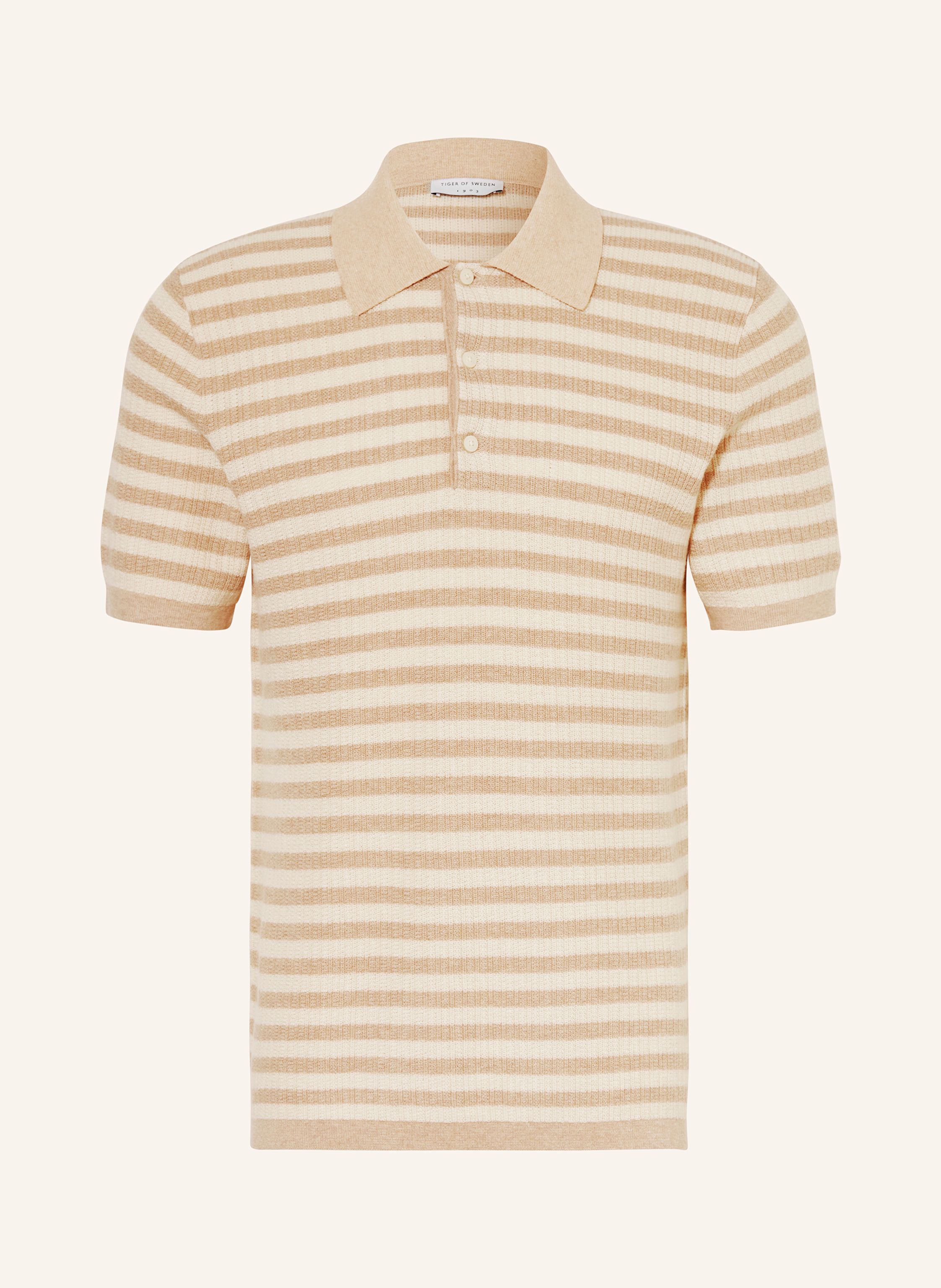 Tiger Of Sweden Strick-Poloshirt Erros Regular Fit Mit Merinowolle beige