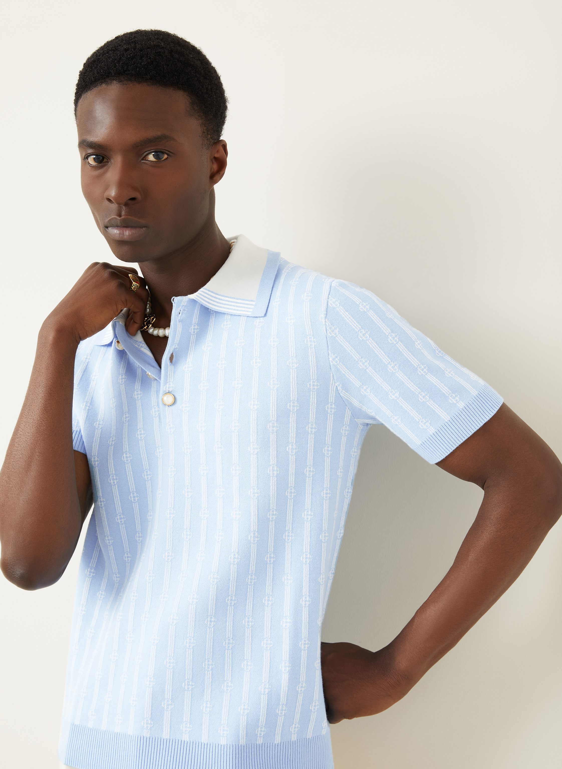 Thumbnail - Casablanca Strick-Poloshirt blau