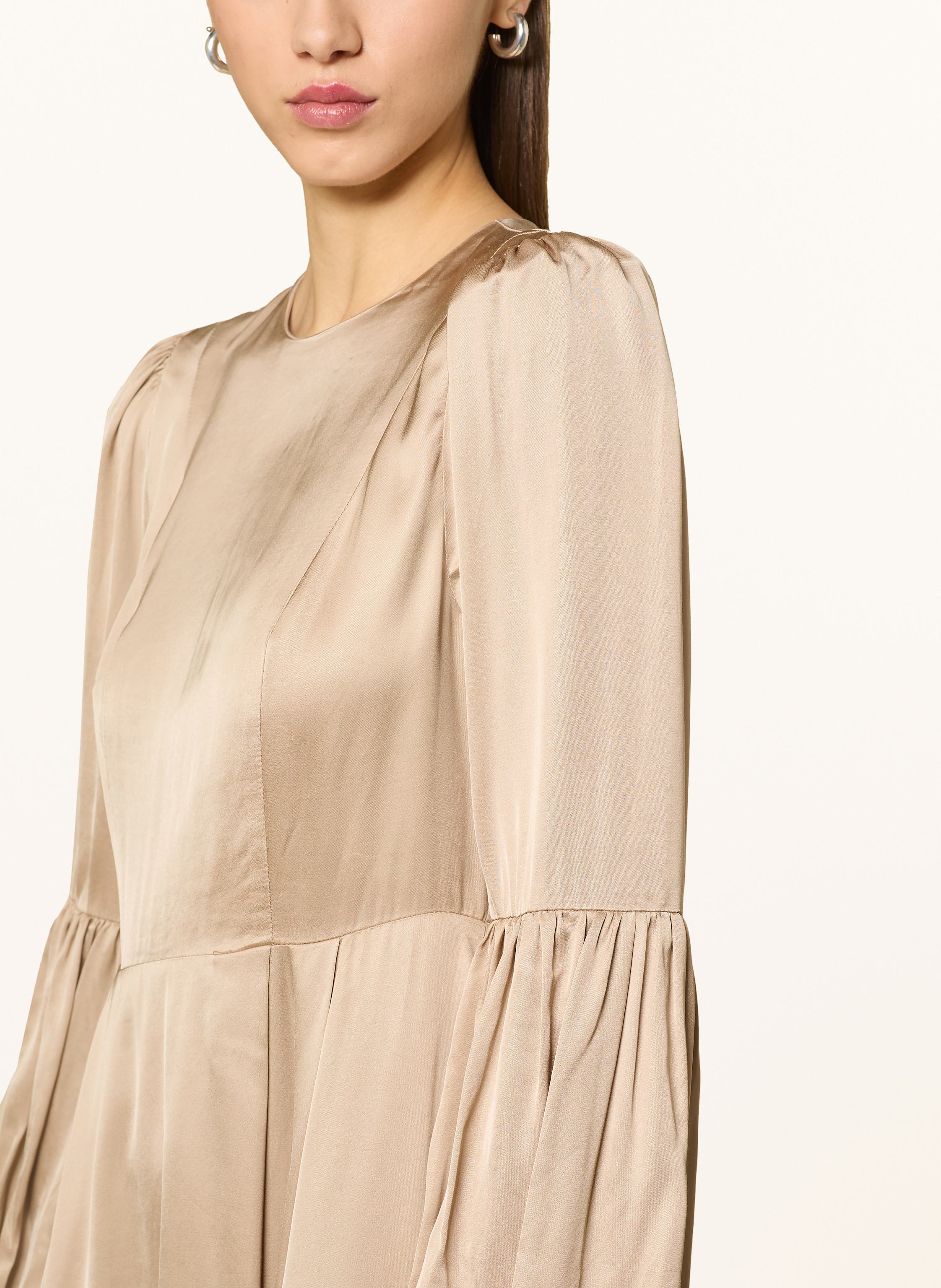 Thumbnail - Malina Satinkleid Jasmine Mit Volants beige