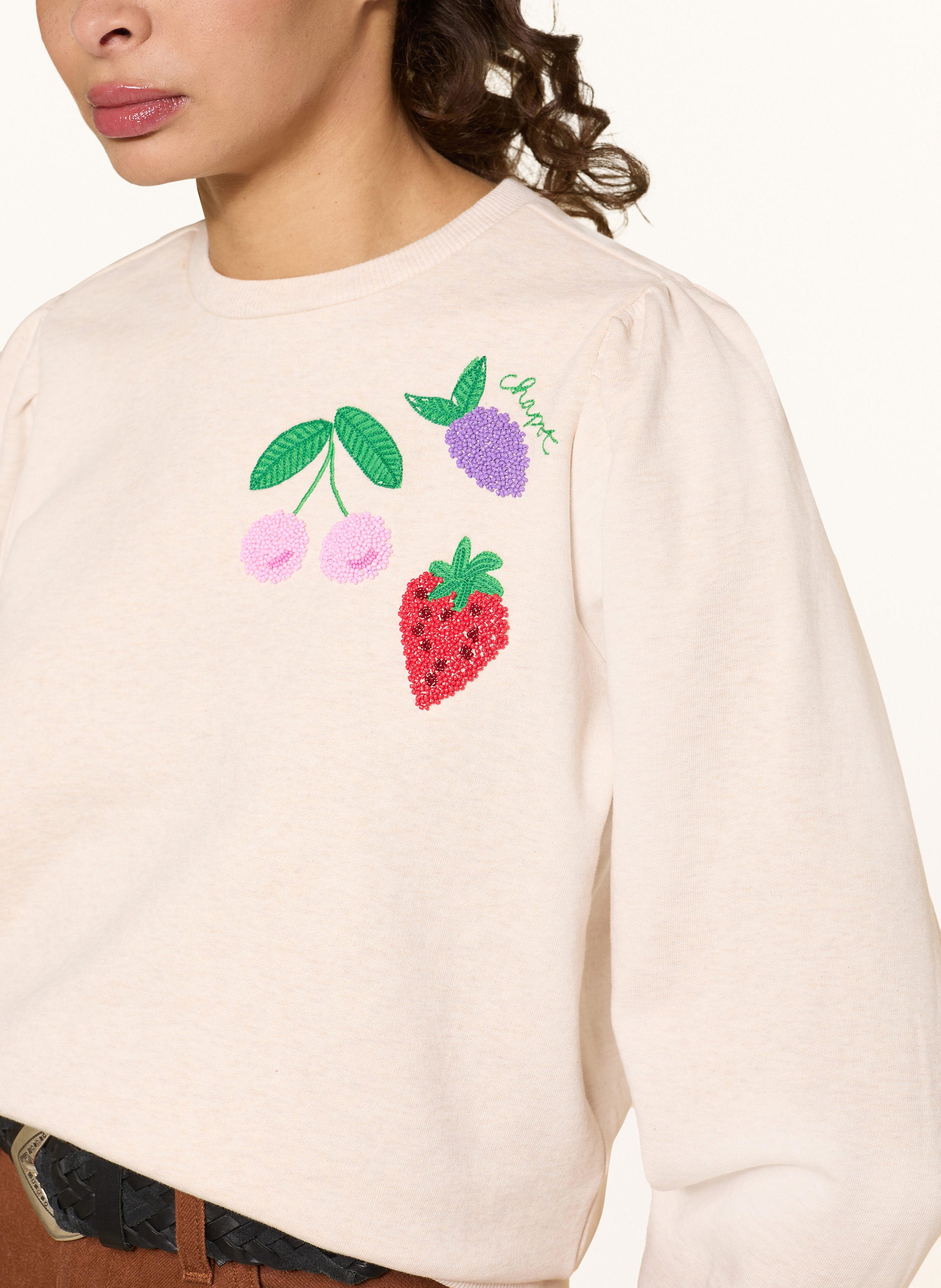 Thumbnail - Fabienne Chapot Sweatshirt Tina Mit Zierperlen beige