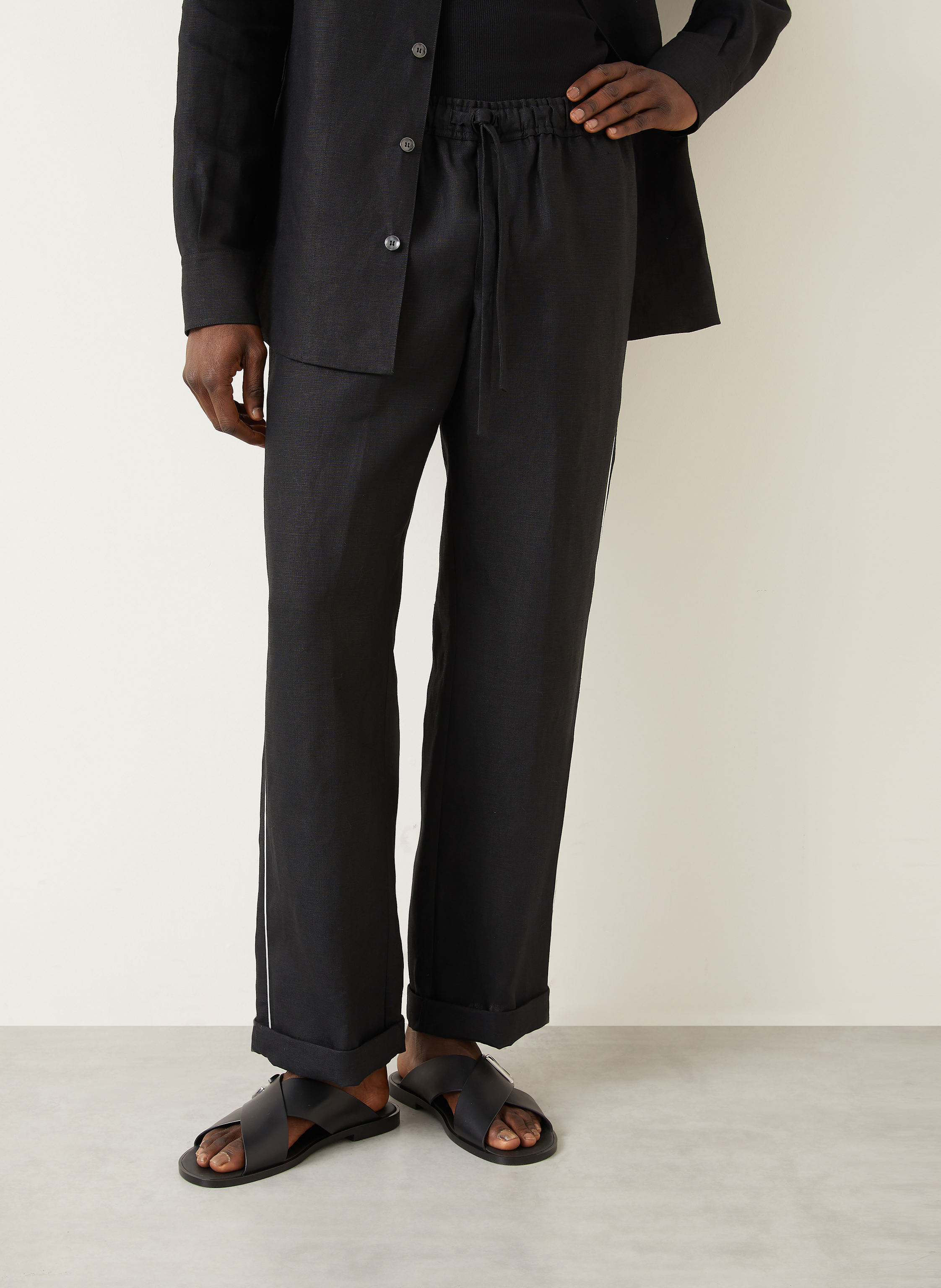 Thumbnail - Dolce & Gabbana Leinenhose Regular Fit schwarz