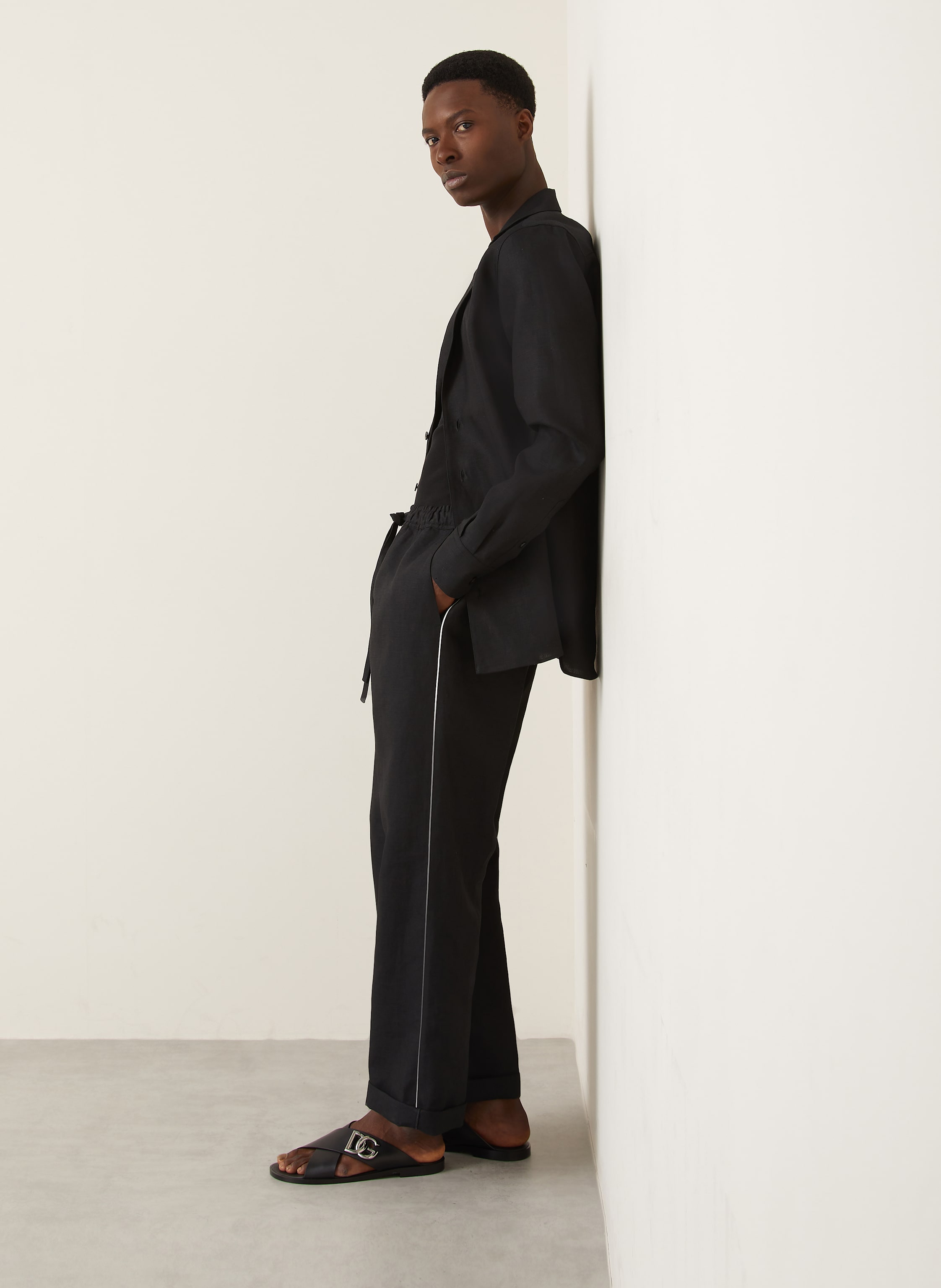 Thumbnail - Dolce & Gabbana Leinenhose Regular Fit schwarz