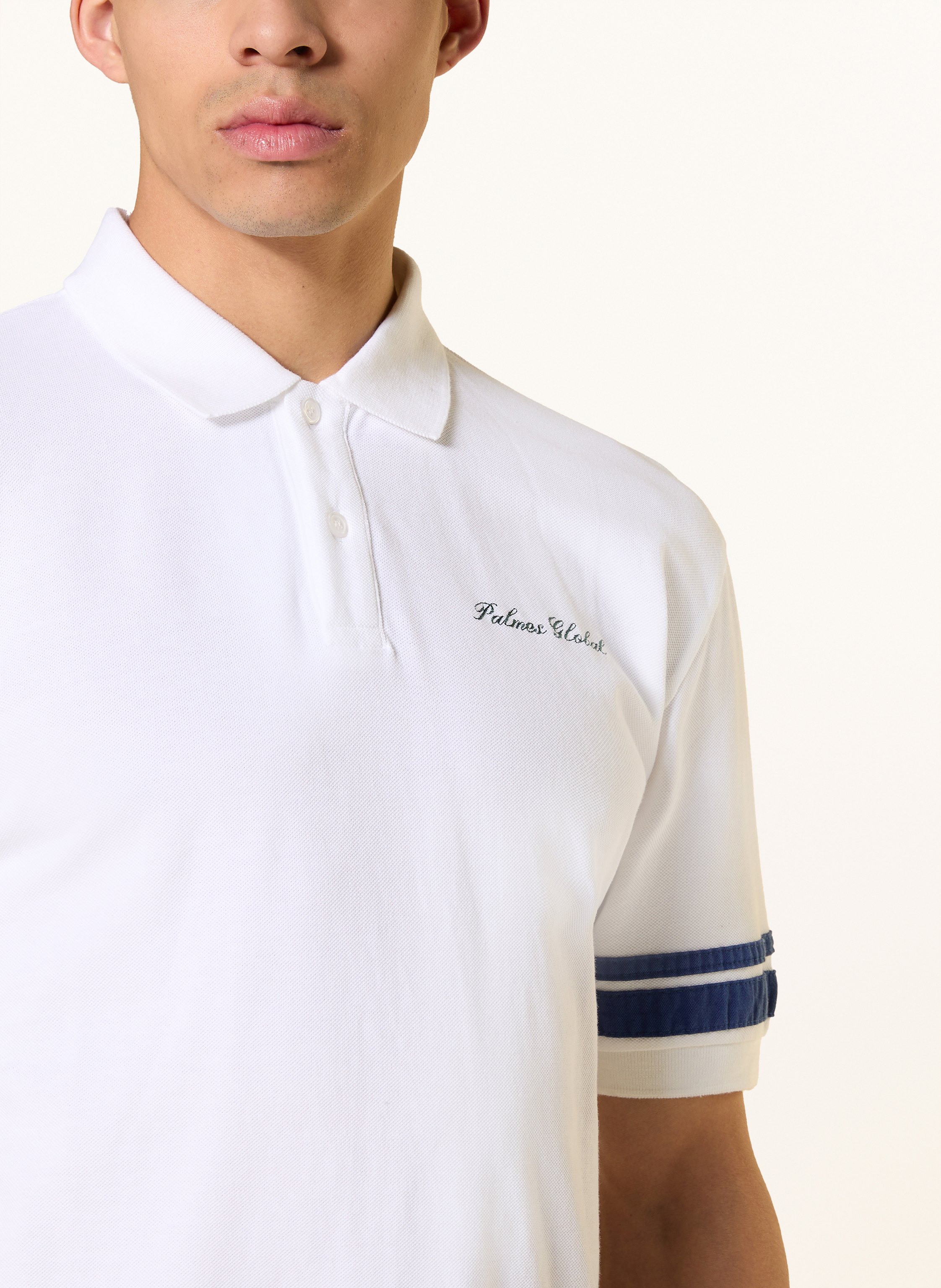 Thumbnail - Palmes Piqué-Poloshirt Global weiss