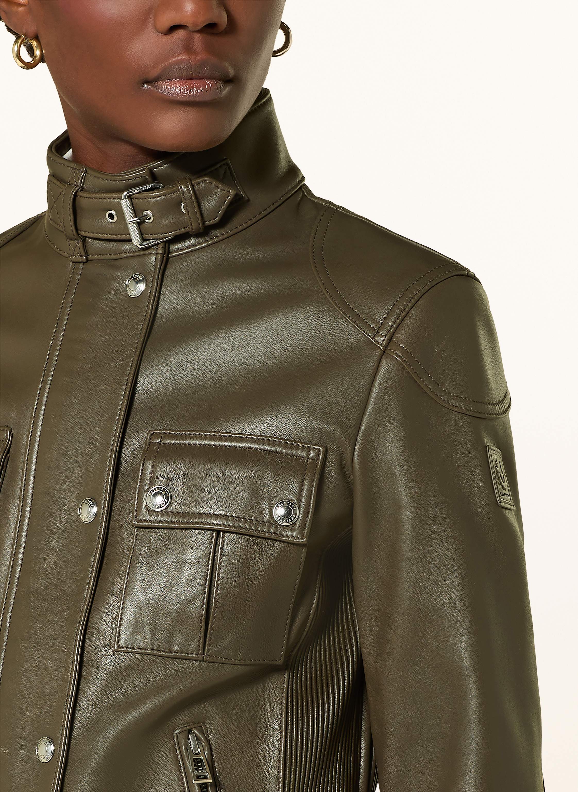 Thumbnail - Belstaff Lederjacke Gangster gruen