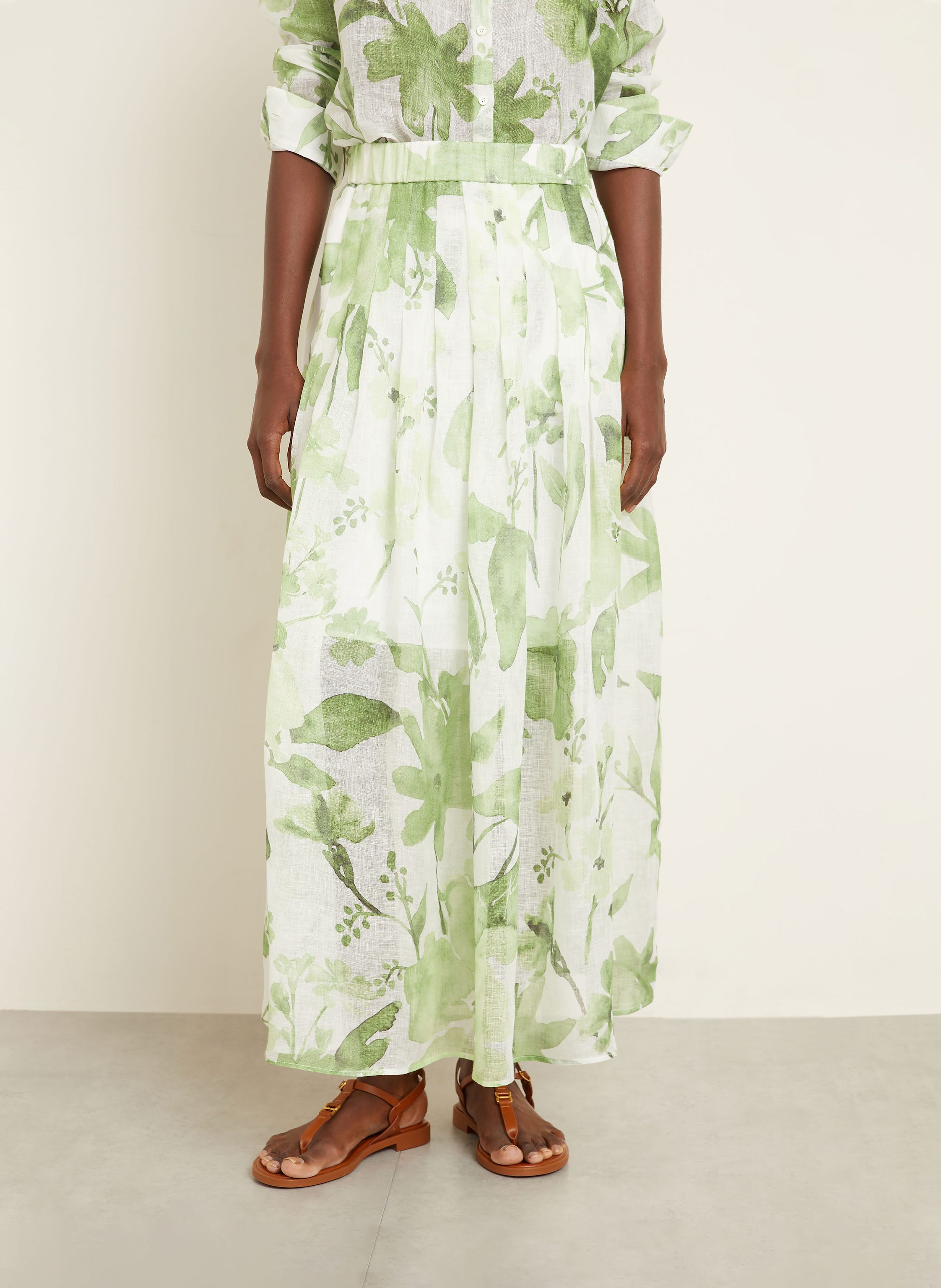 Thumbnail - Iris Von Arnim Faltenrock Florie Aus Leinen gruen