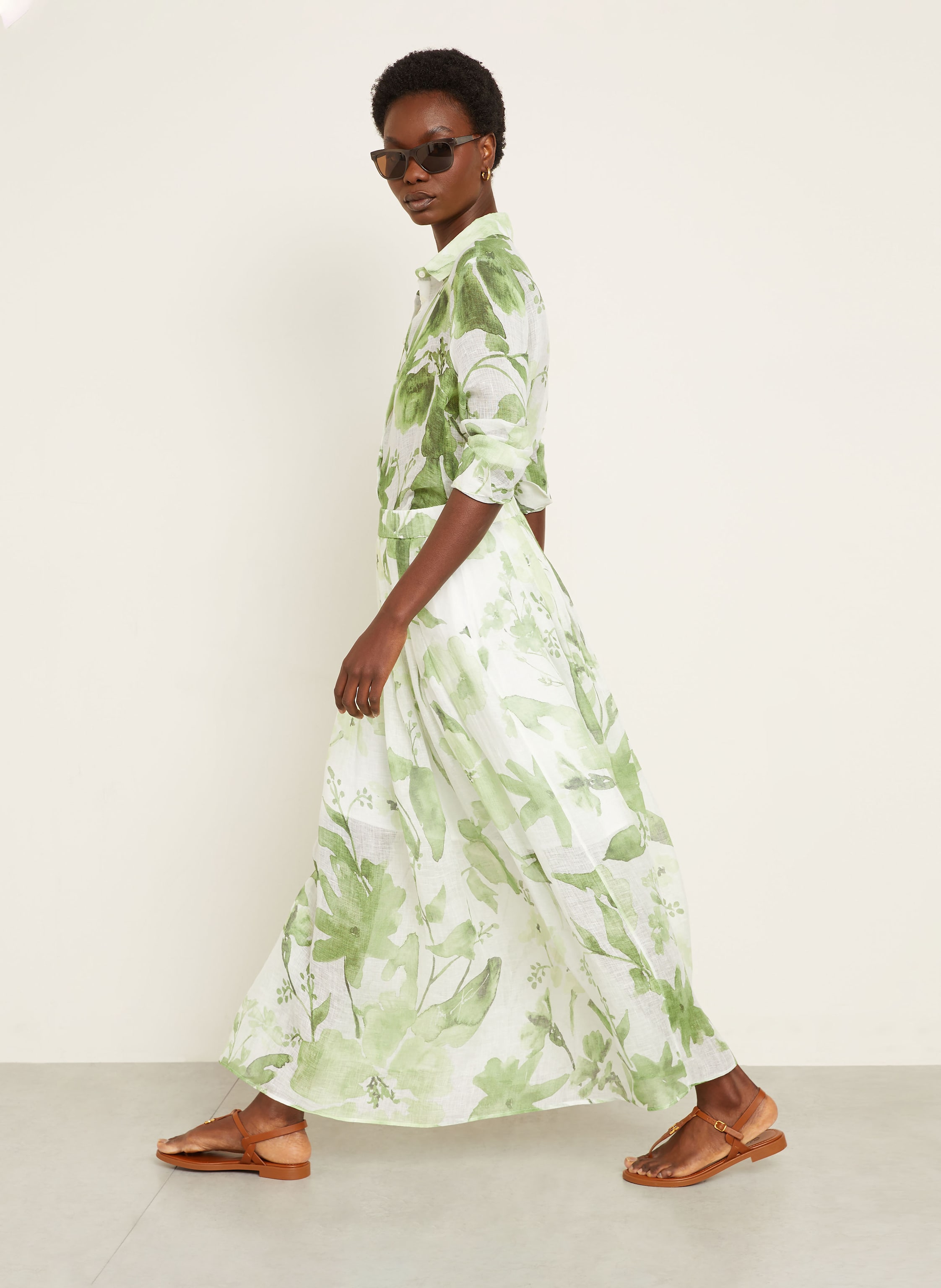 Thumbnail - Iris Von Arnim Faltenrock Florie Aus Leinen gruen