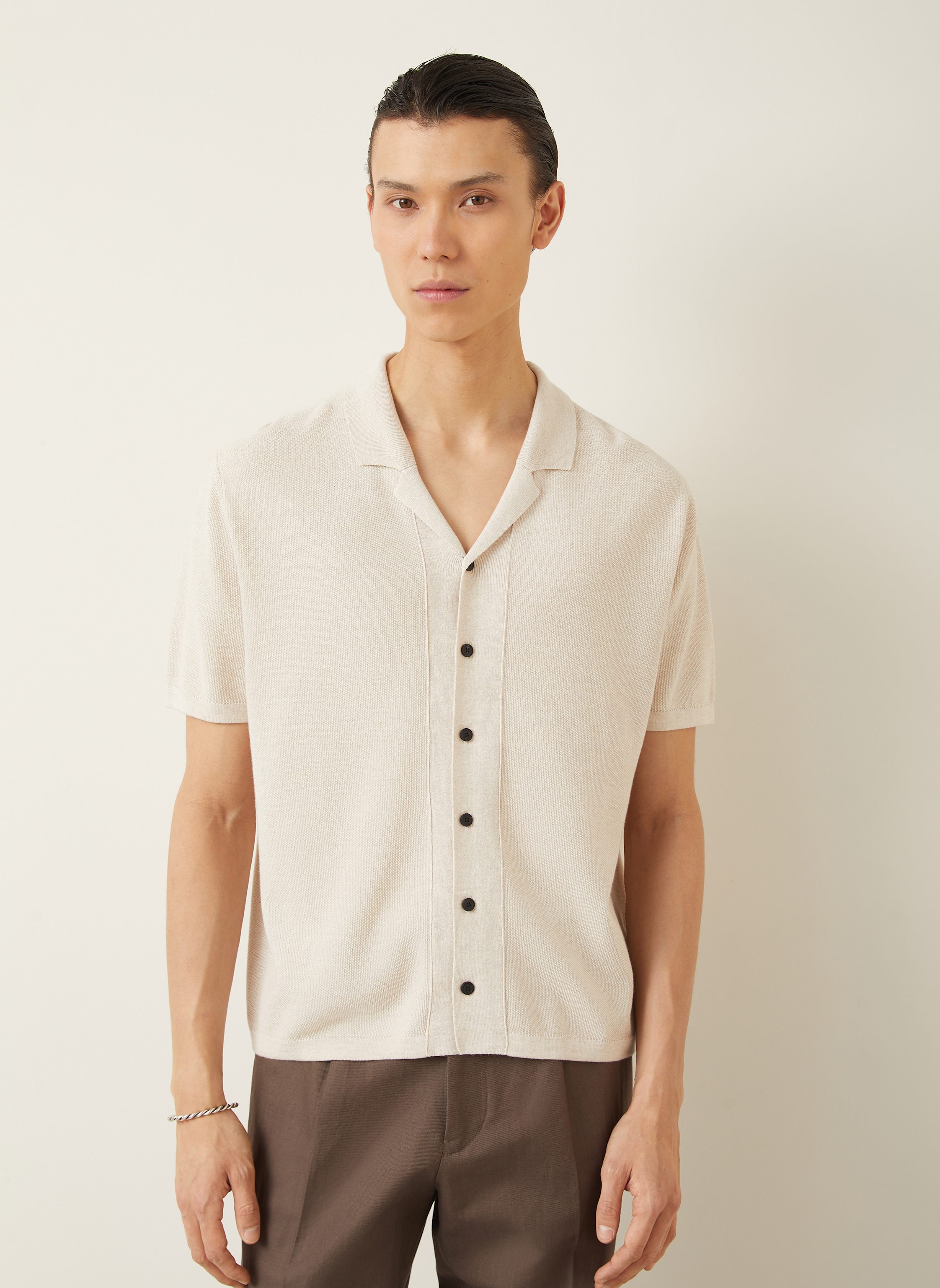 Thumbnail - Iris Von Arnim Strickhemd Torello Comfort Fit beige