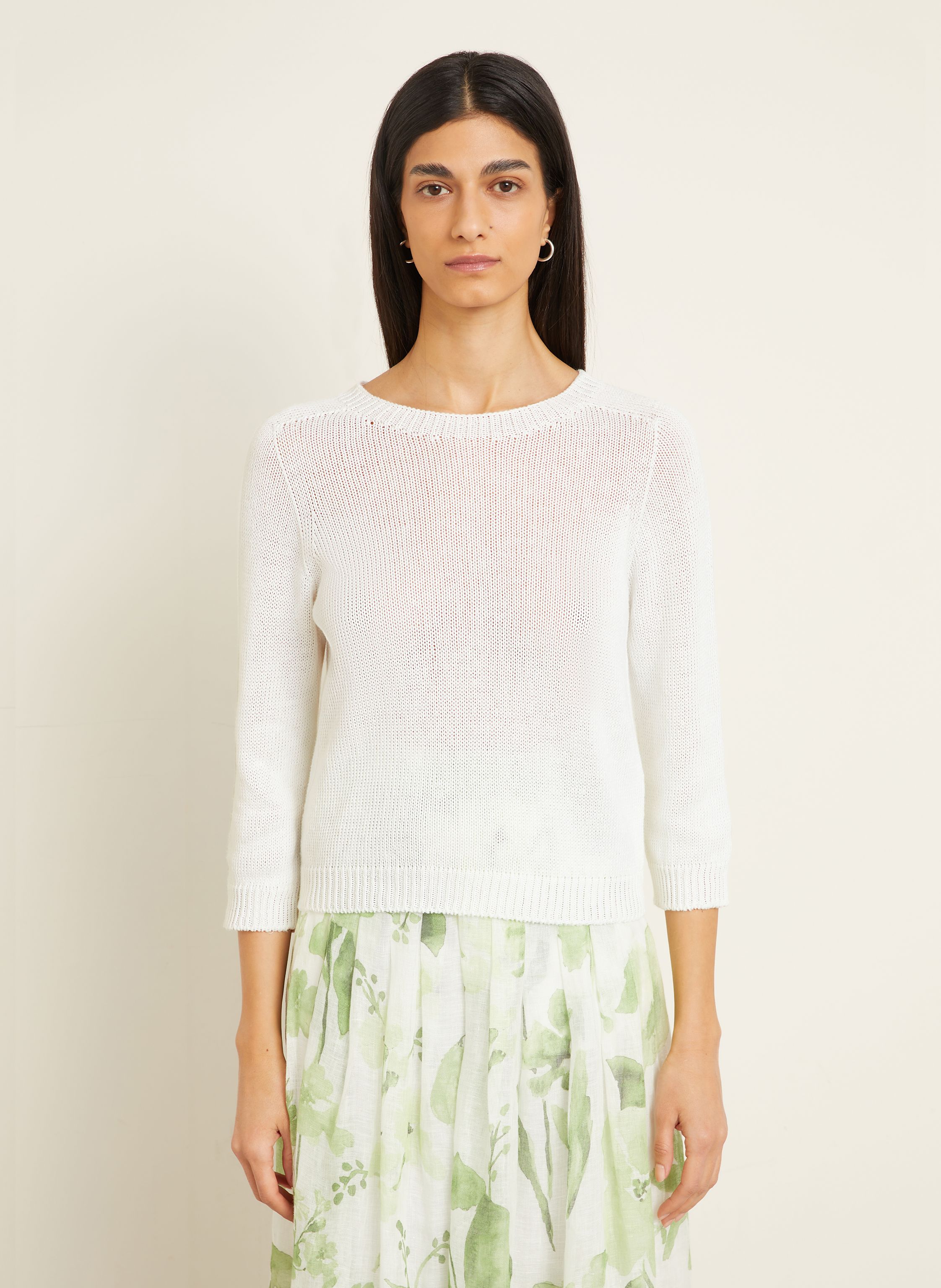 Thumbnail - Iris Von Arnim Leinenpullover Peppi Mit 3/4-Arm weiss
