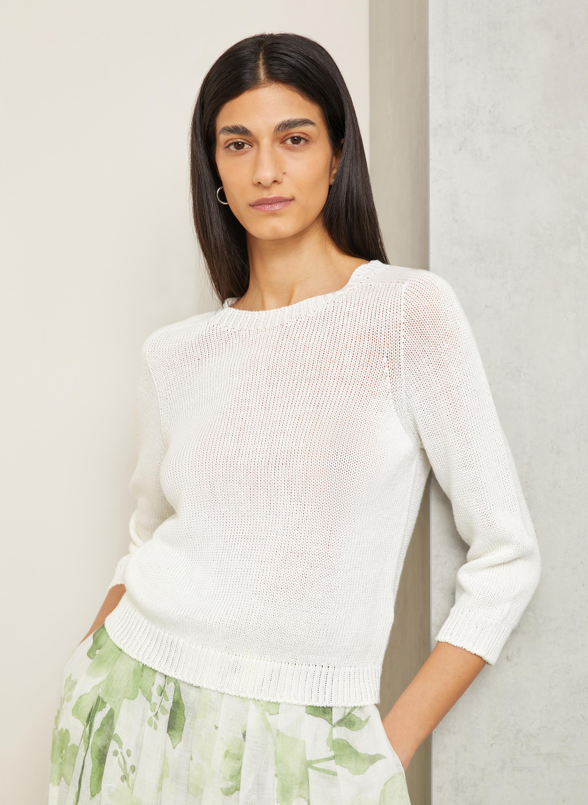 Thumbnail - Iris Von Arnim Leinenpullover Peppi Mit 3/4-Arm weiss