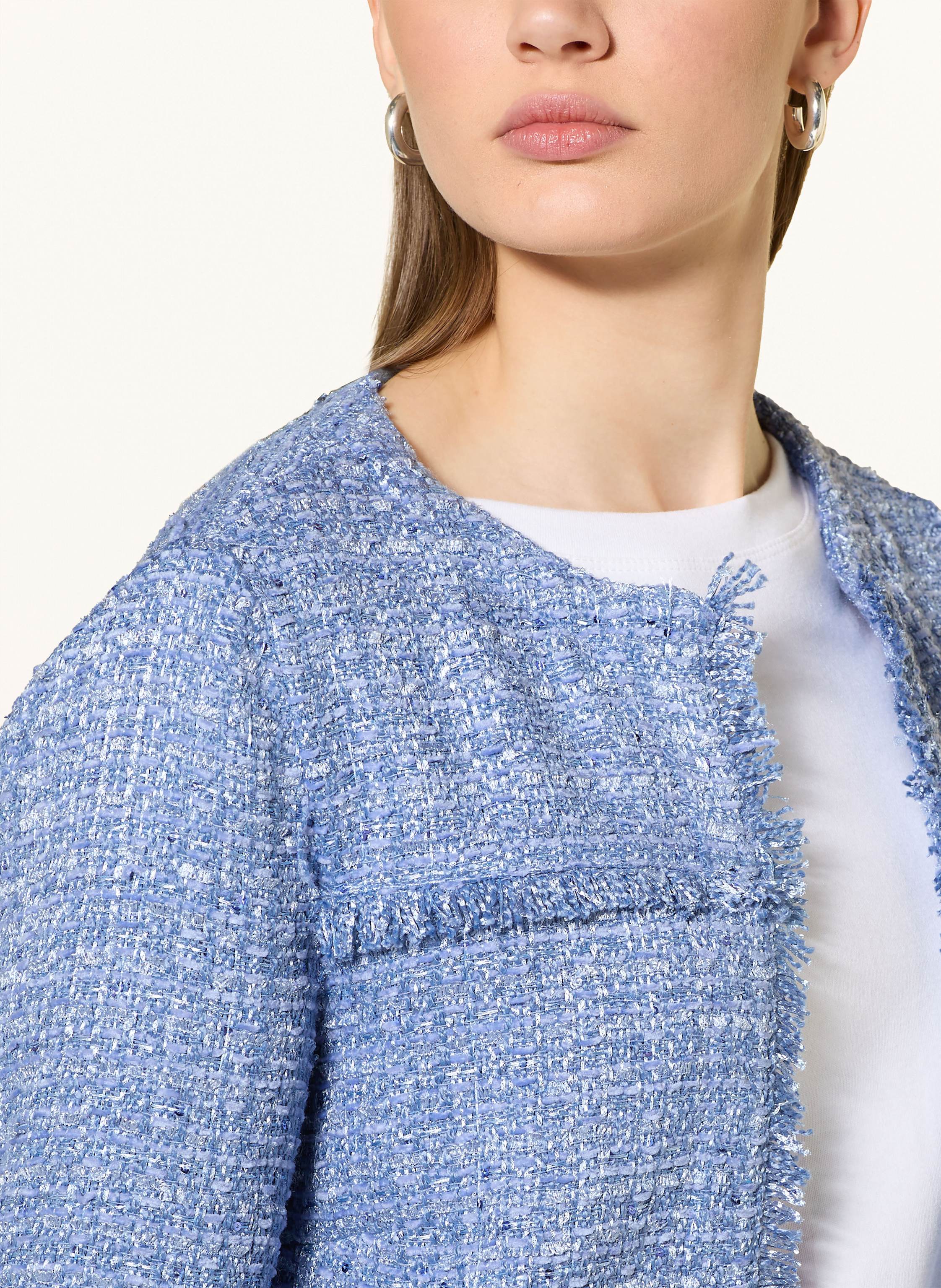 Thumbnail - Cartoon Bouclé-Jacke Mit Pailletten blau
