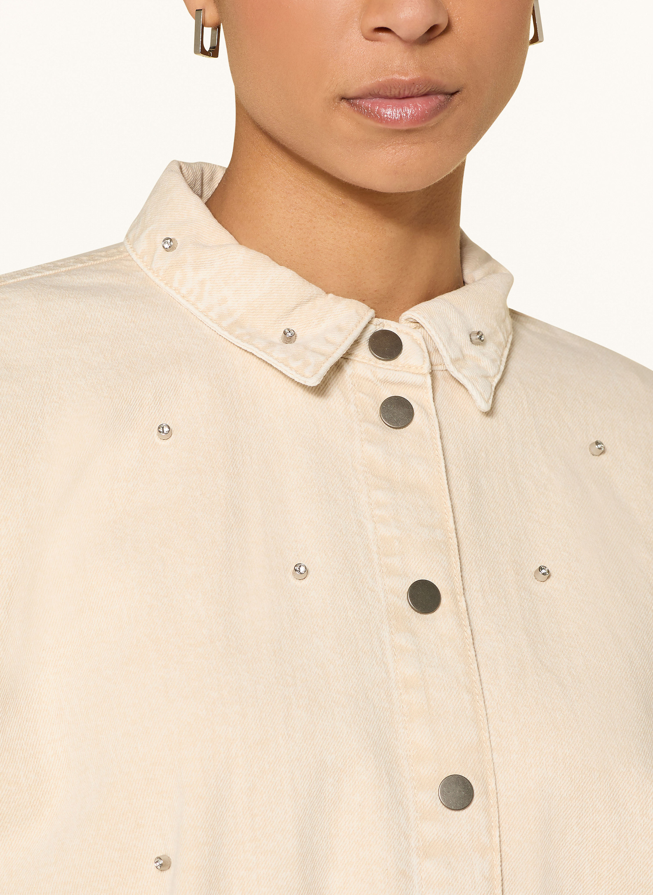 Thumbnail - Only Jeans-Overjacket Mit Schmucksteinen beige