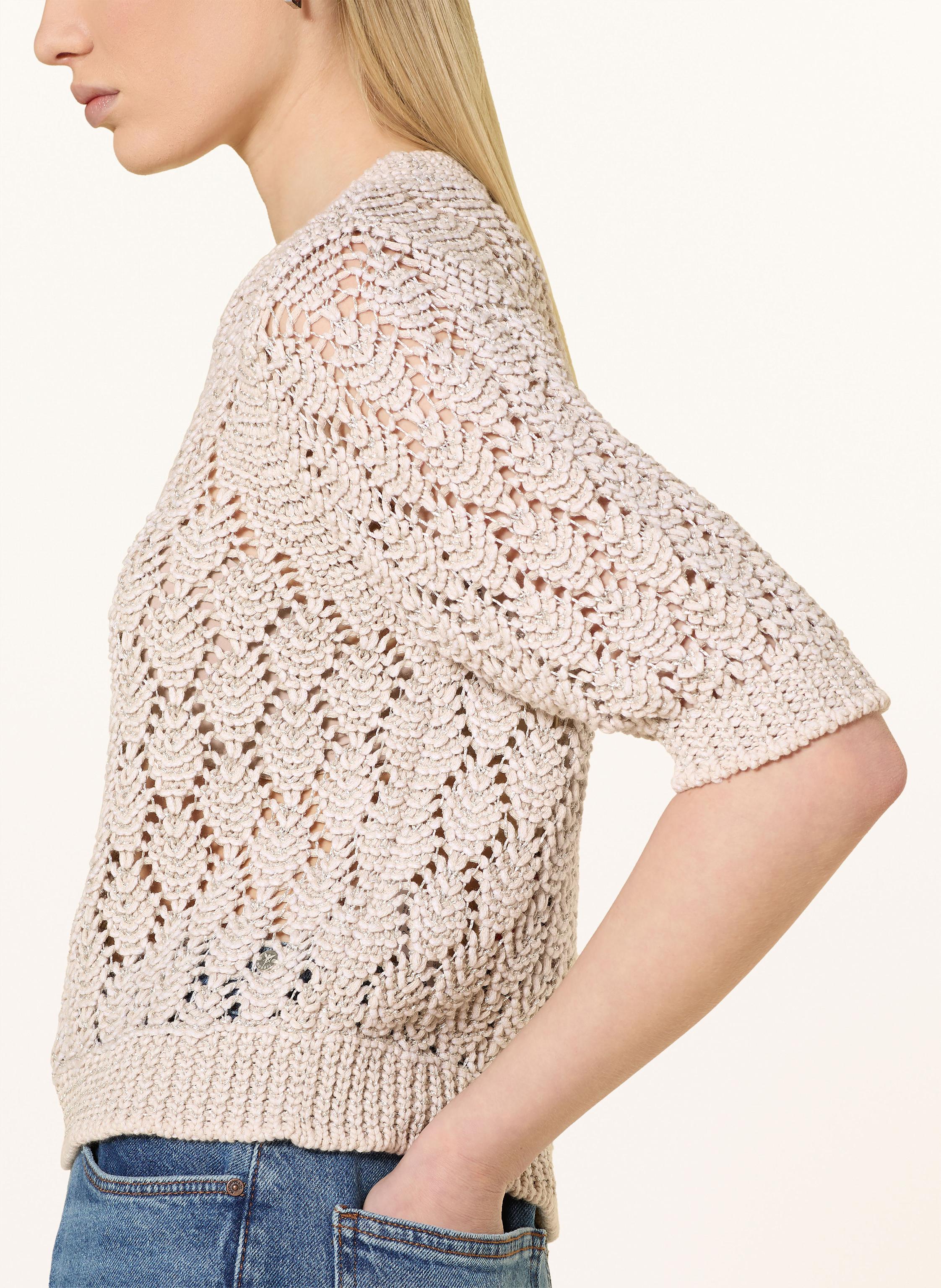 Thumbnail - Monari Pullover Mit 3/4-Arm Und Glitzergarn beige