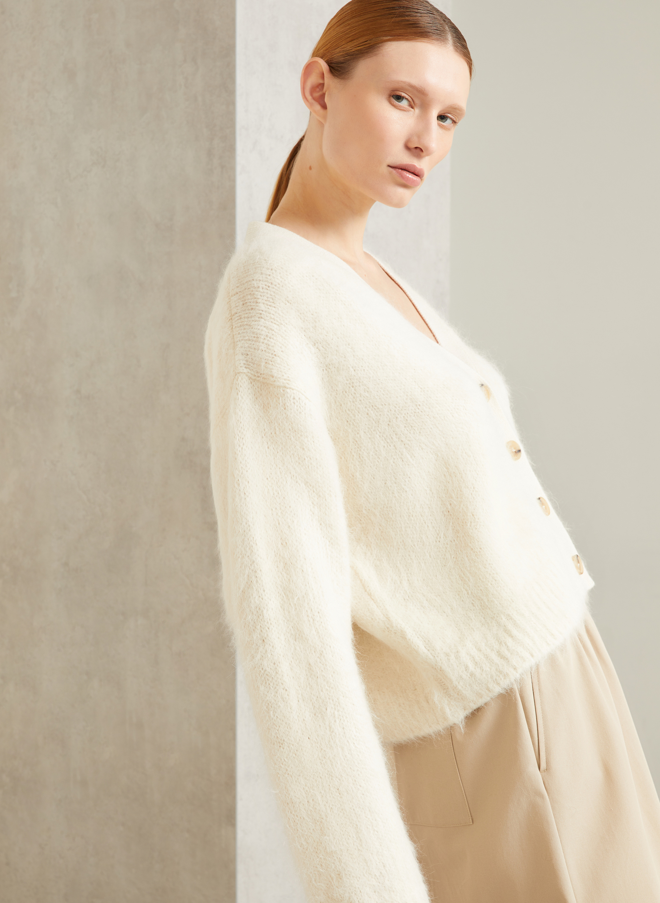 Thumbnail - Loewe Strickjacke Mit Alpaka weiss