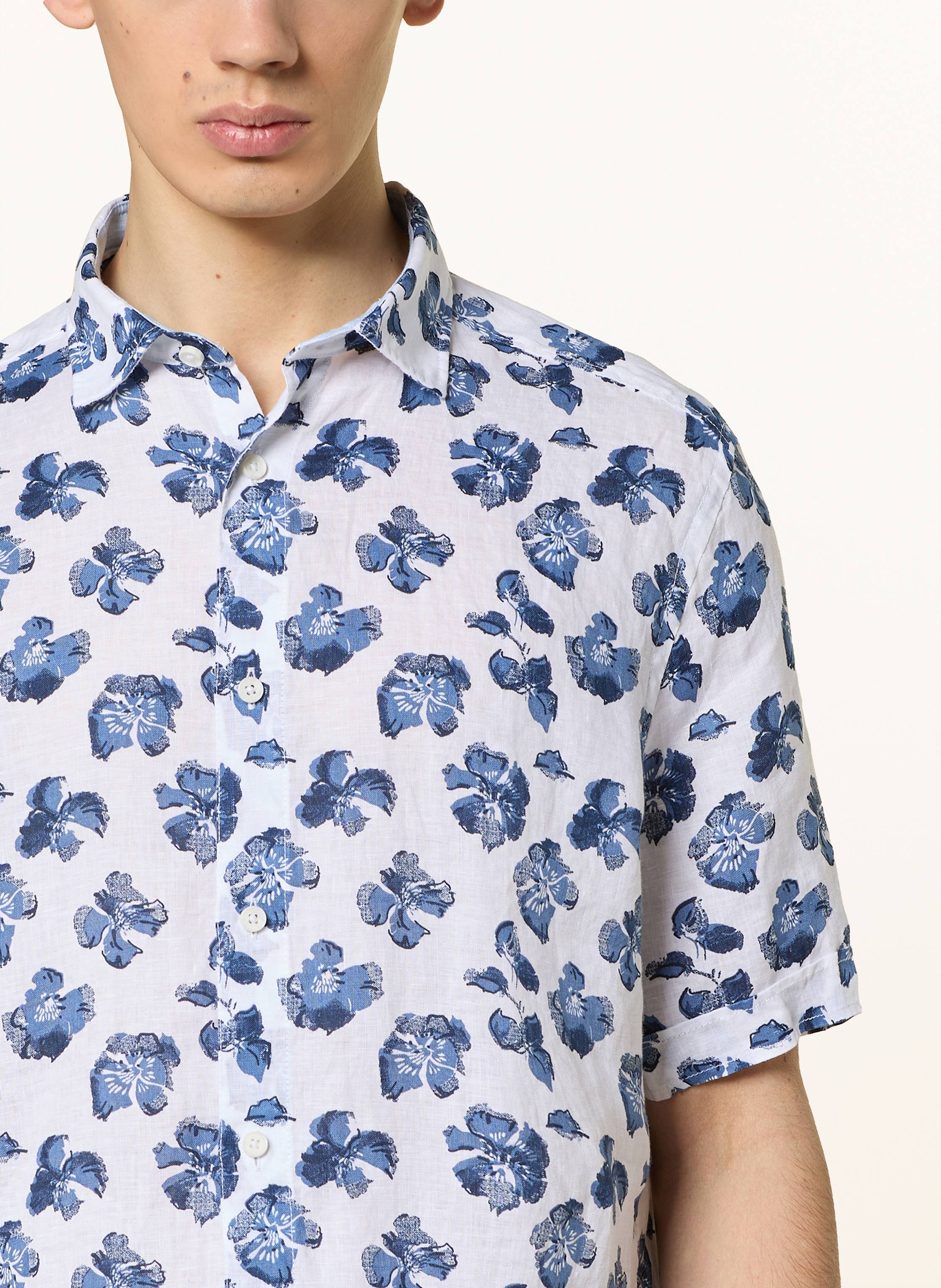 Thumbnail - Olymp Kurzarm-Hemd Casual Regular Fit Aus Leinen weiss