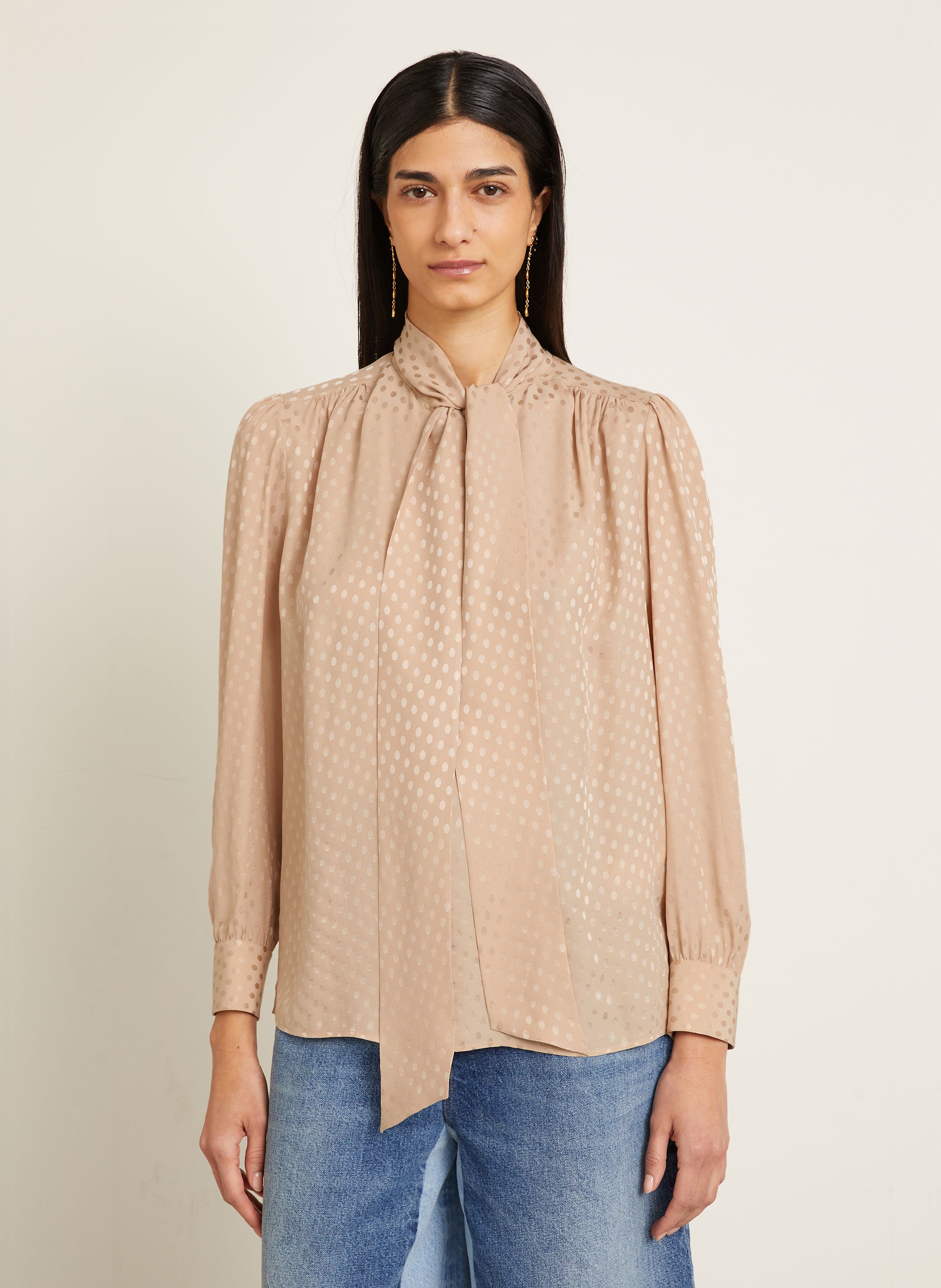 Thumbnail - Chloé Seidenbluse Mit Schluppe beige
